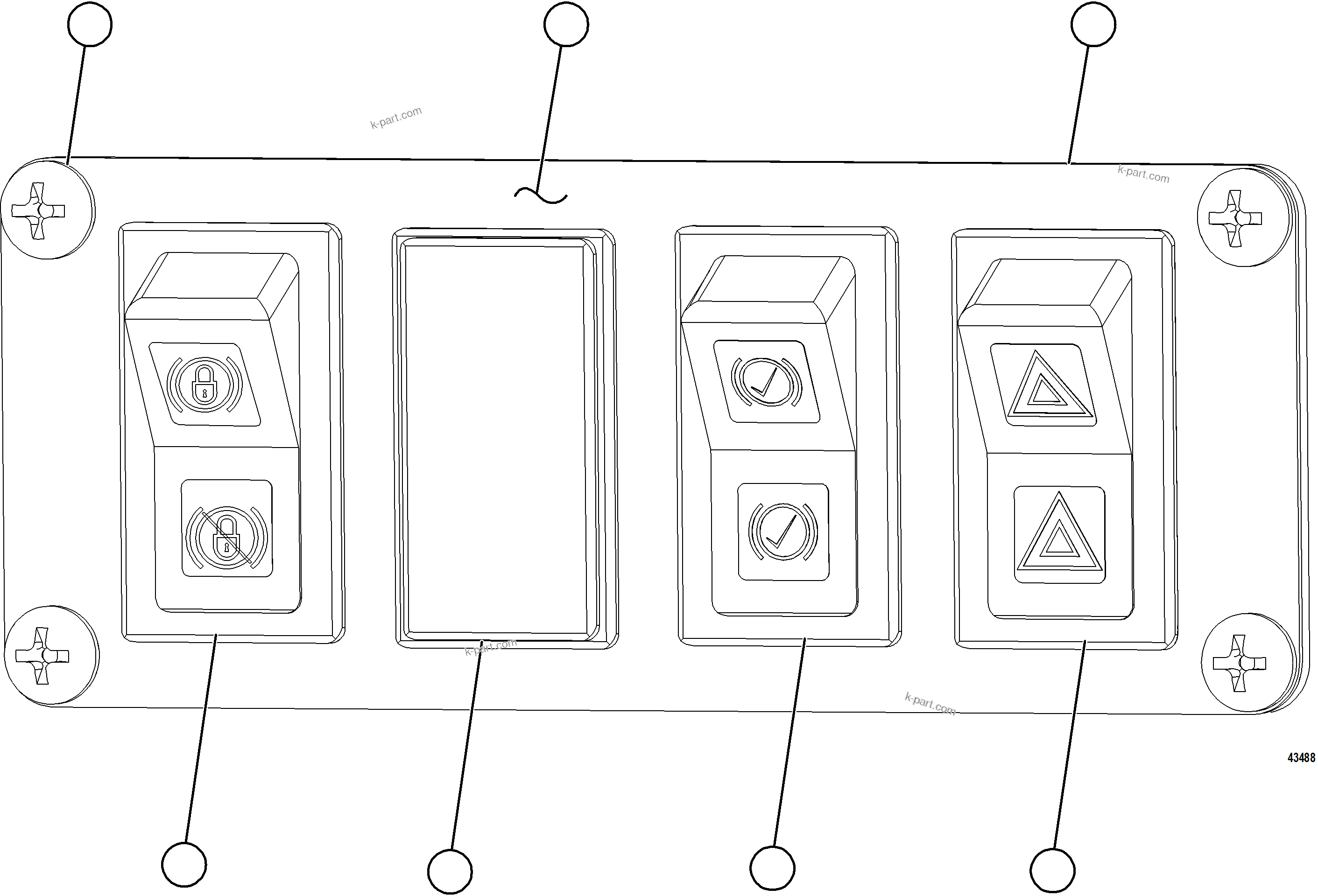 Komatsu parts book diagram for AFE69-Q 730E-8 S/N A40064, A40067  ASSMANG: UPPER RH DASH MODULE