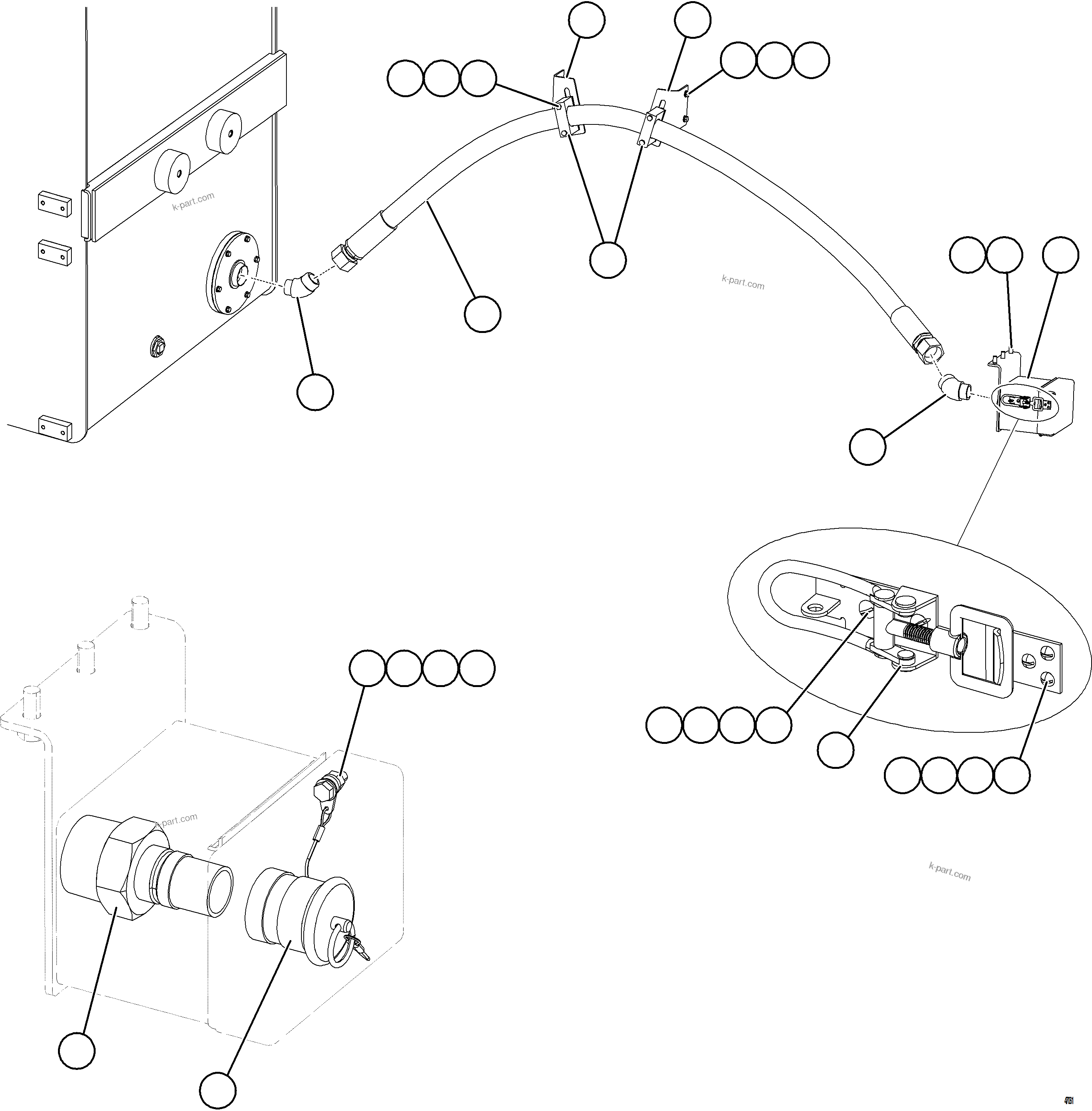 Komatsu parts book diagram for AFE69-Q 730E-8 S/N A40064, A40067  ASSMANG: FUEL TANK QUICK FILL - LH