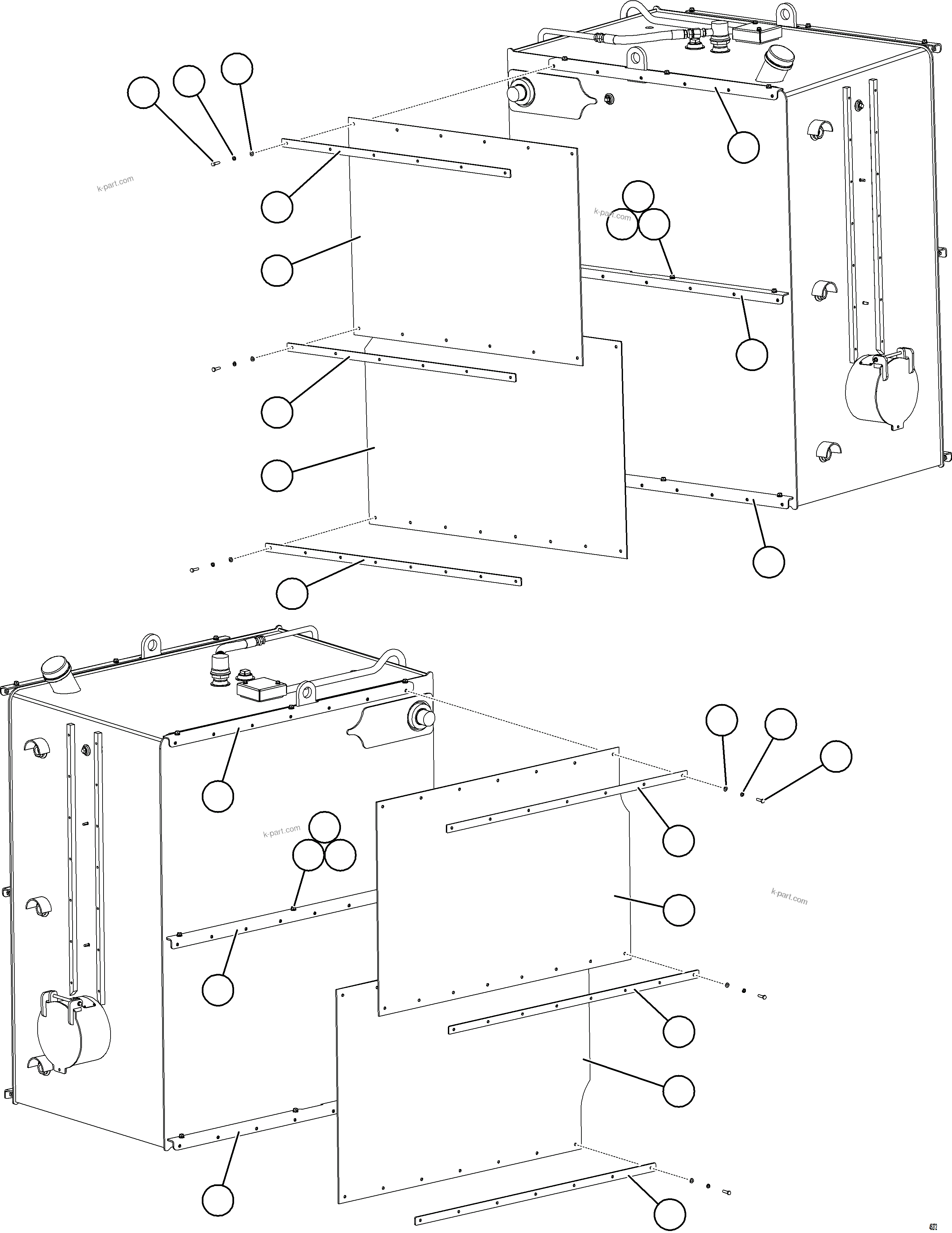 Komatsu parts book diagram for AFE69-Q 730E-8 S/N A40064, A40067  ASSMANG: FUEL TANK MUD FLAPS    2/2