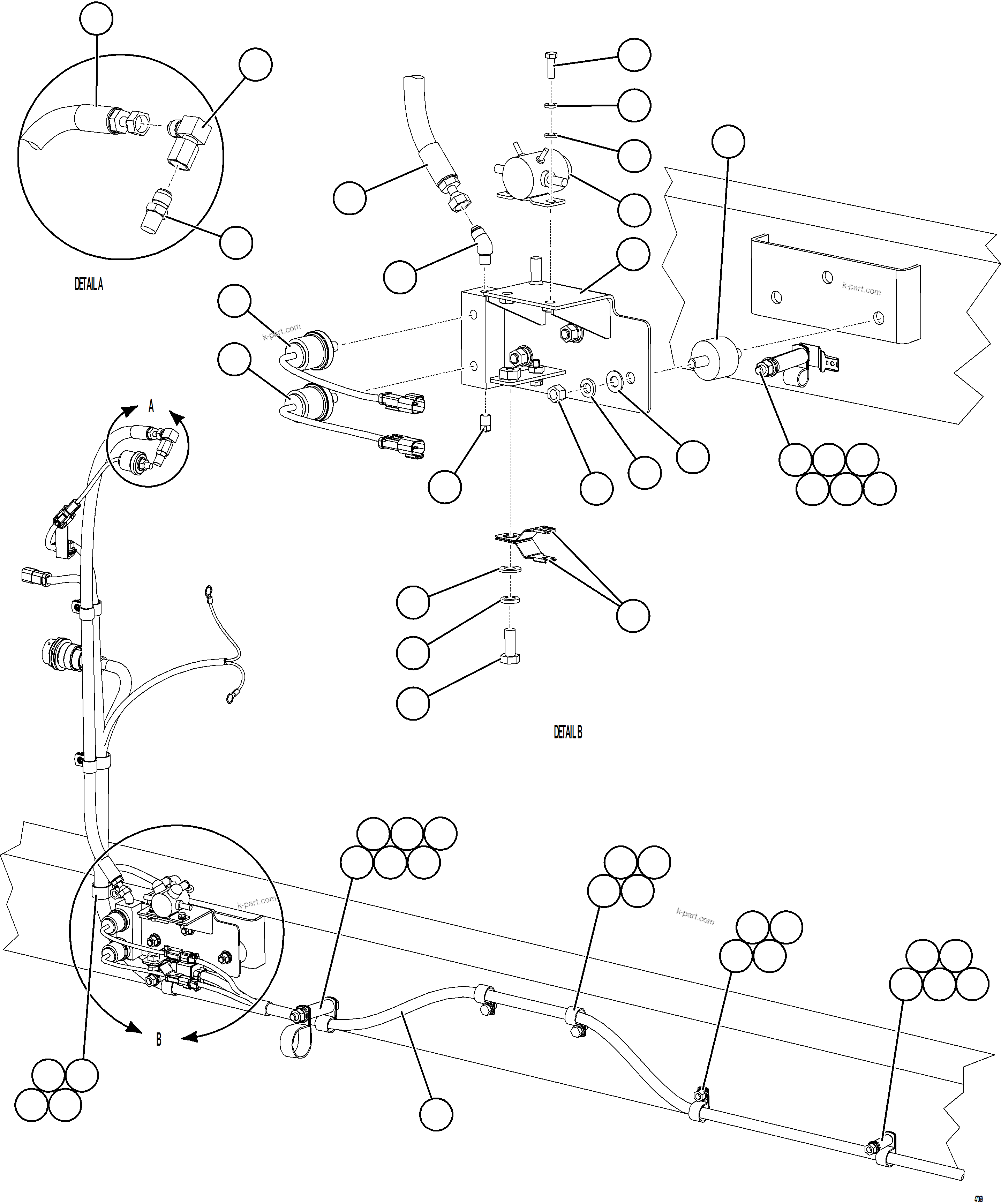 Komatsu parts book diagram for AFE69-Q 730E-8 S/N A40064, A40067  ASSMANG: STARTING SYSTEM WIRING    3/3