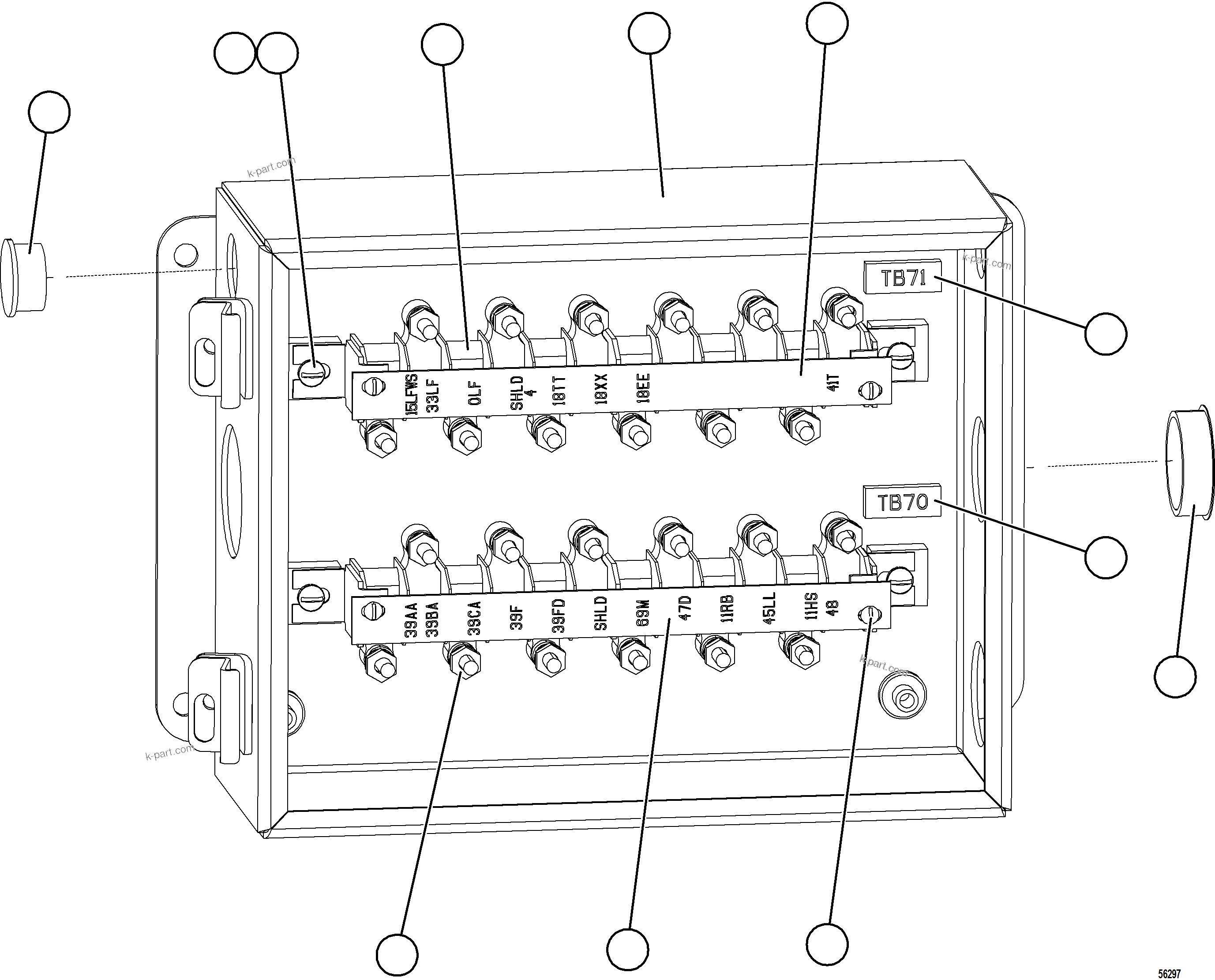 Komatsu parts book diagram for AFE69-Q 730E-8 S/N A40064, A40067  ASSMANG: JUNCTION BOX ASSEMBLY - LH    XB8597