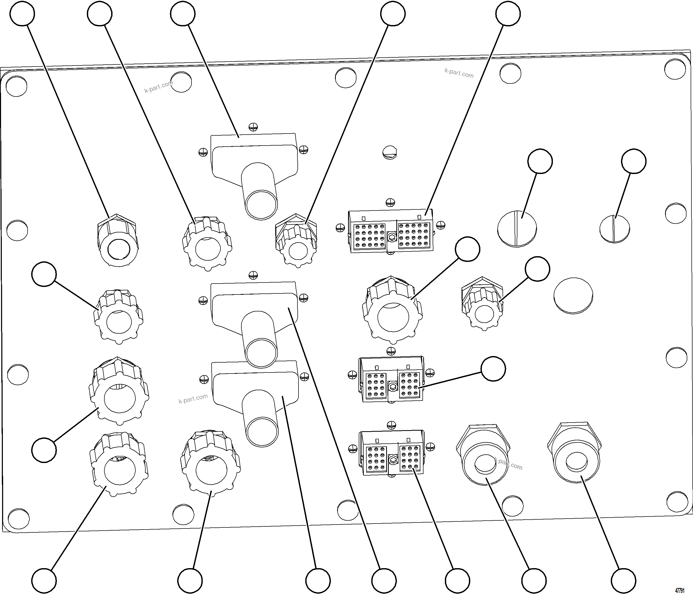 Komatsu parts book diagram for AFE69-Q 730E-8 S/N A40064, A40067  ASSMANG: AUXILIARY CONTROL CABINET EXTERNAL WIRING    1/4