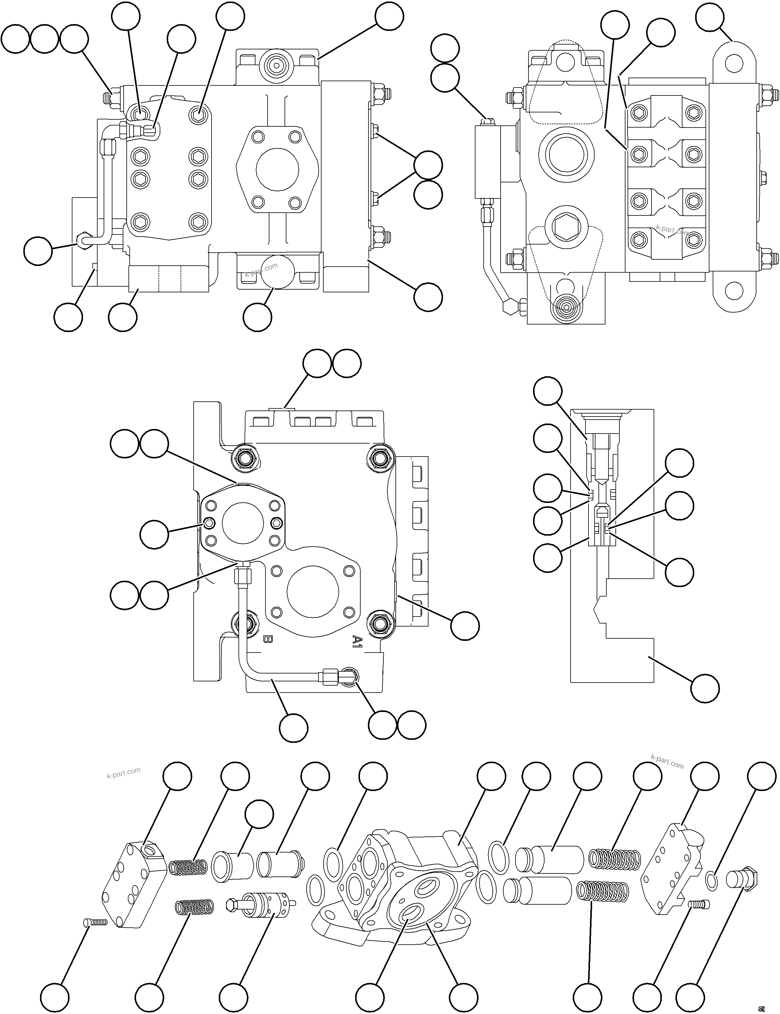 Komatsu parts book diagram for AFE69-Q 730E-8 S/N A40064, A40067  ASSMANG: HOIST CONTROL VALVE ASSEMBLY    PB8267