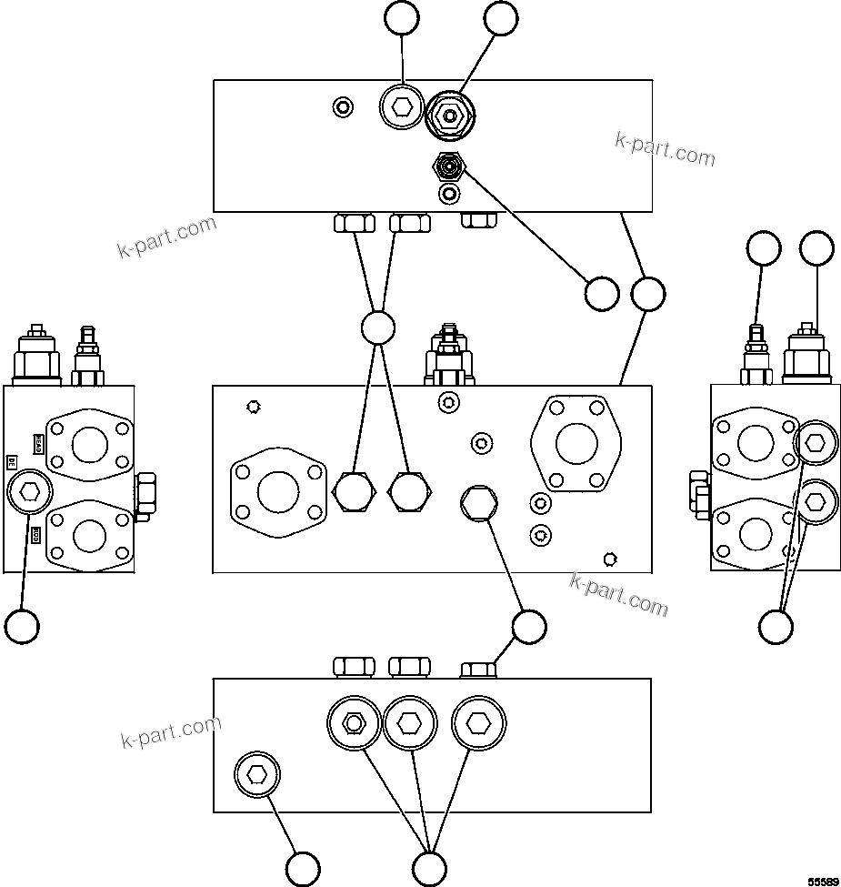 Komatsu parts book diagram for AFE69-Q 730E-8 S/N A40064, A40067  ASSMANG: OVERCENTER MANIFOLD VALVE ASSM    PC0522