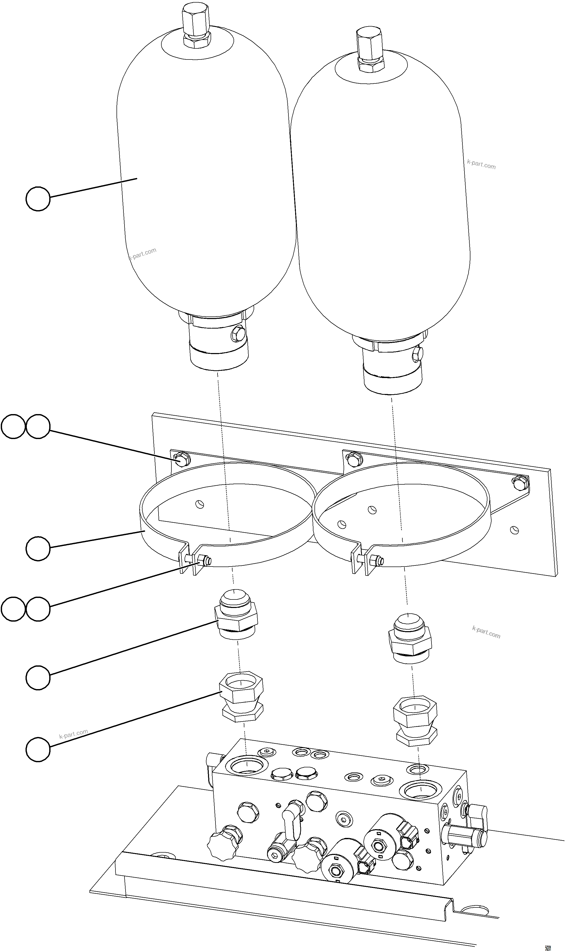 Komatsu parts book diagram for AFE69-Q 730E-8 S/N A40064, A40067  ASSMANG: HYDRAULIC BRAKE CABINET    3/6
