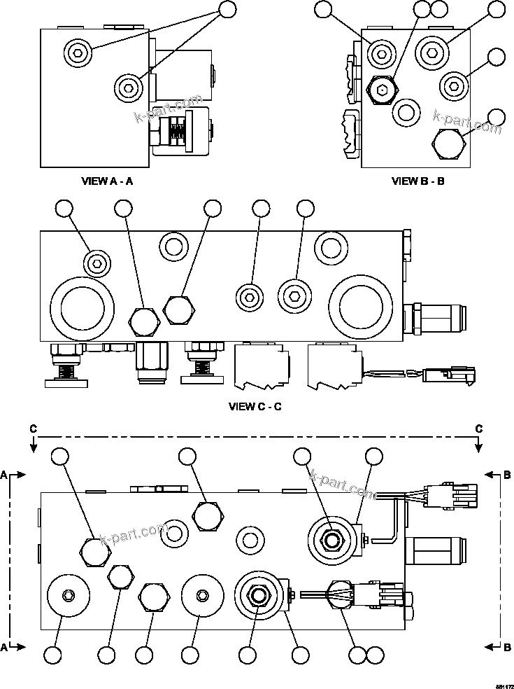Komatsu parts book diagram for AFE69-Q 730E-8 S/N A40064, A40067  ASSMANG: BRAKE MANIFOLD    PC2915