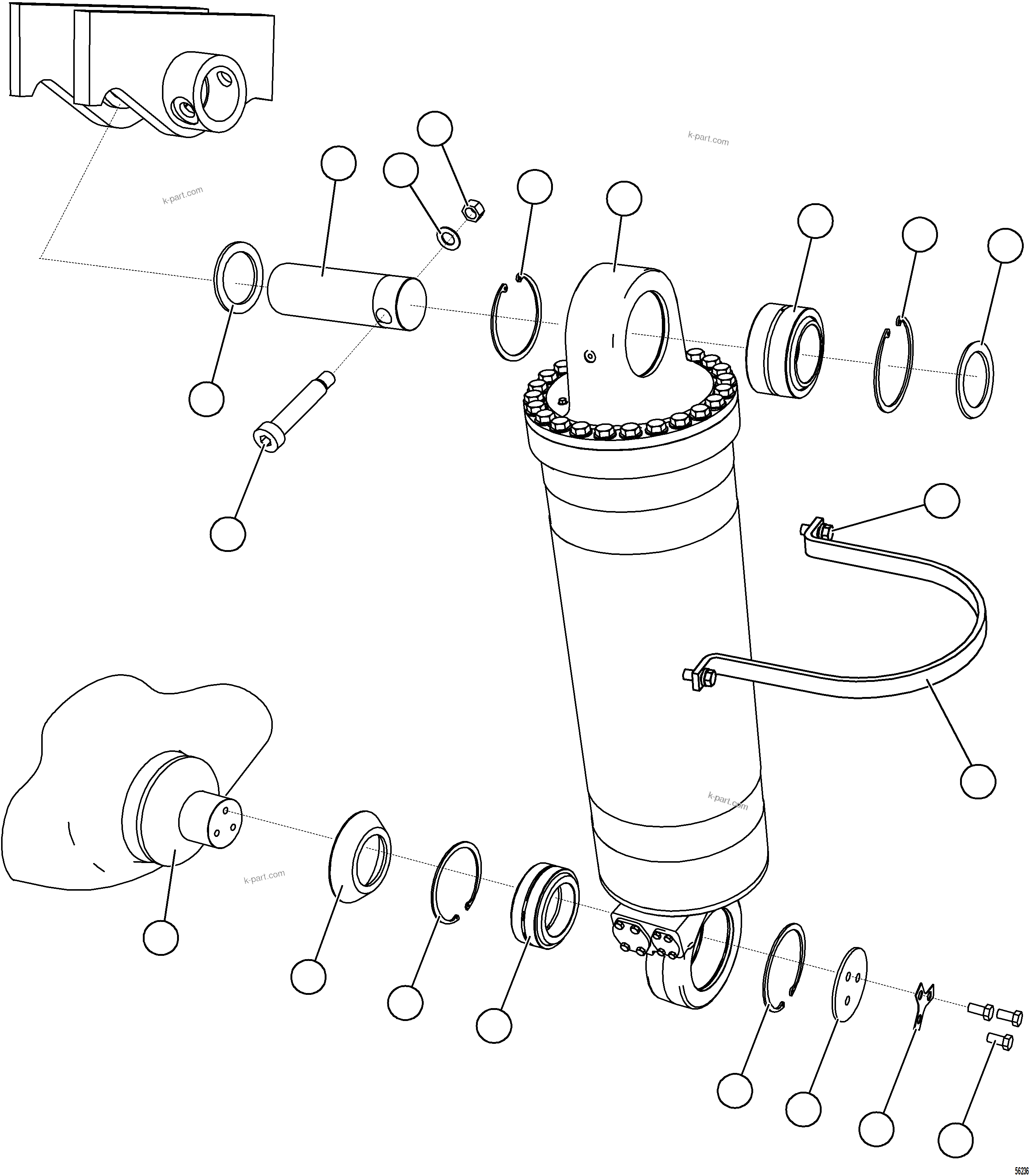 Komatsu parts book diagram for AFE69-Q 730E-8 S/N A40064, A40067  ASSMANG: HOIST CYLINDER INSTALLATION