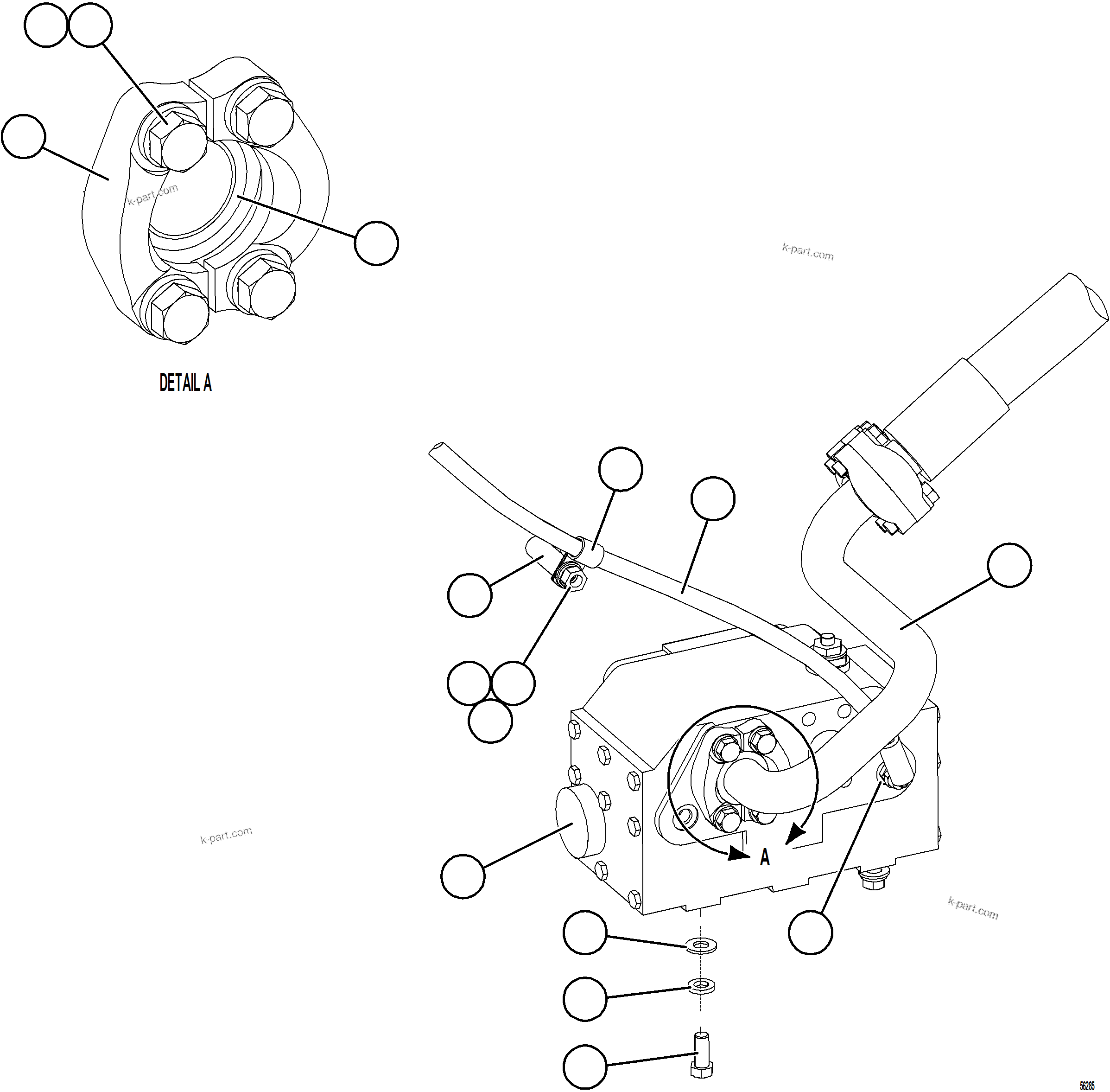 Komatsu parts book diagram for AFE69-Q 730E-8 S/N A40064, A40067  ASSMANG: FLOW AMPLIFIER INSTALLATION & PIPING    1/2