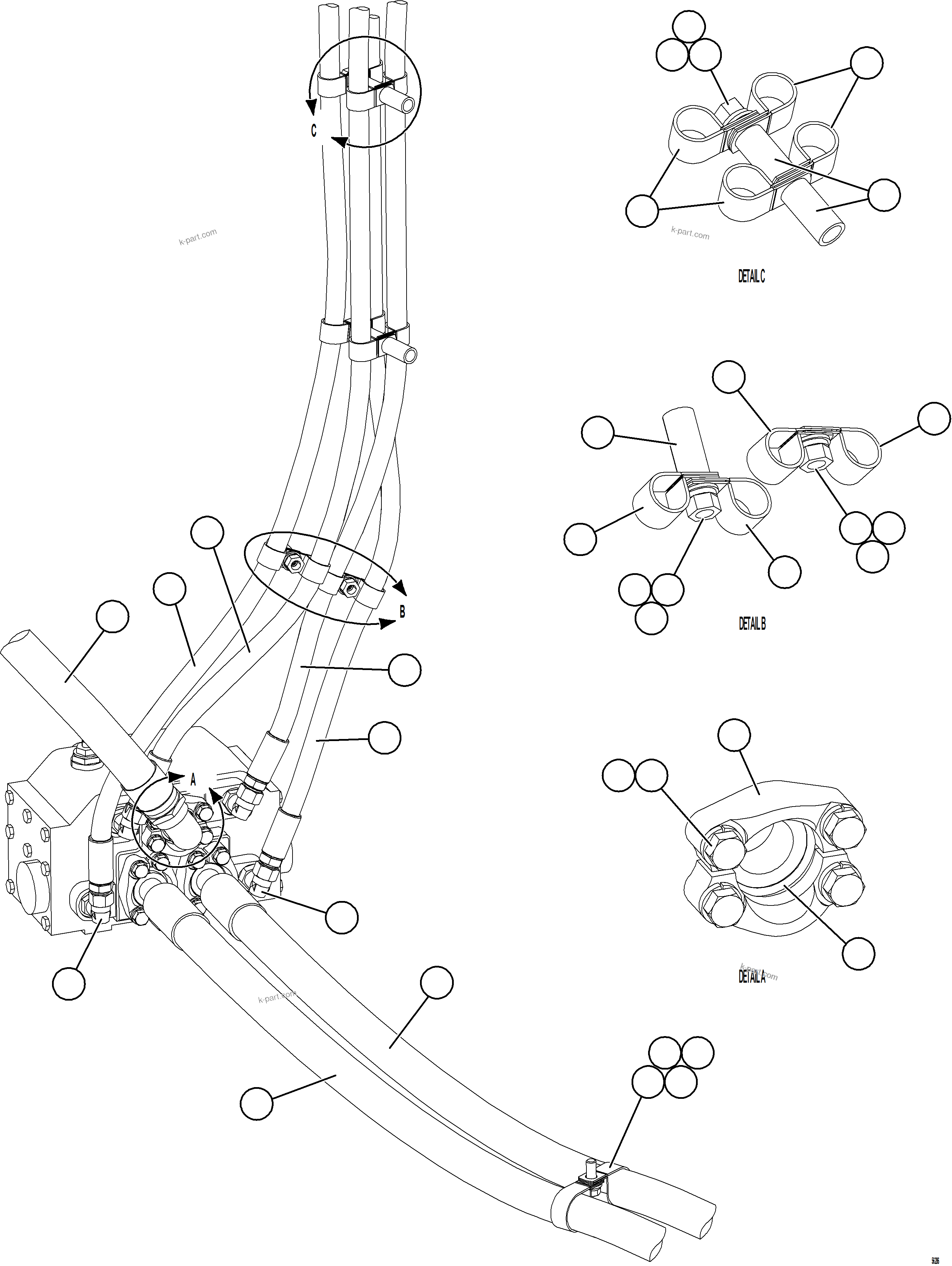 Komatsu parts book diagram for AFE69-Q 730E-8 S/N A40064, A40067  ASSMANG: FLOW AMPLIFIER INSTALLATION & PIPING    2/2