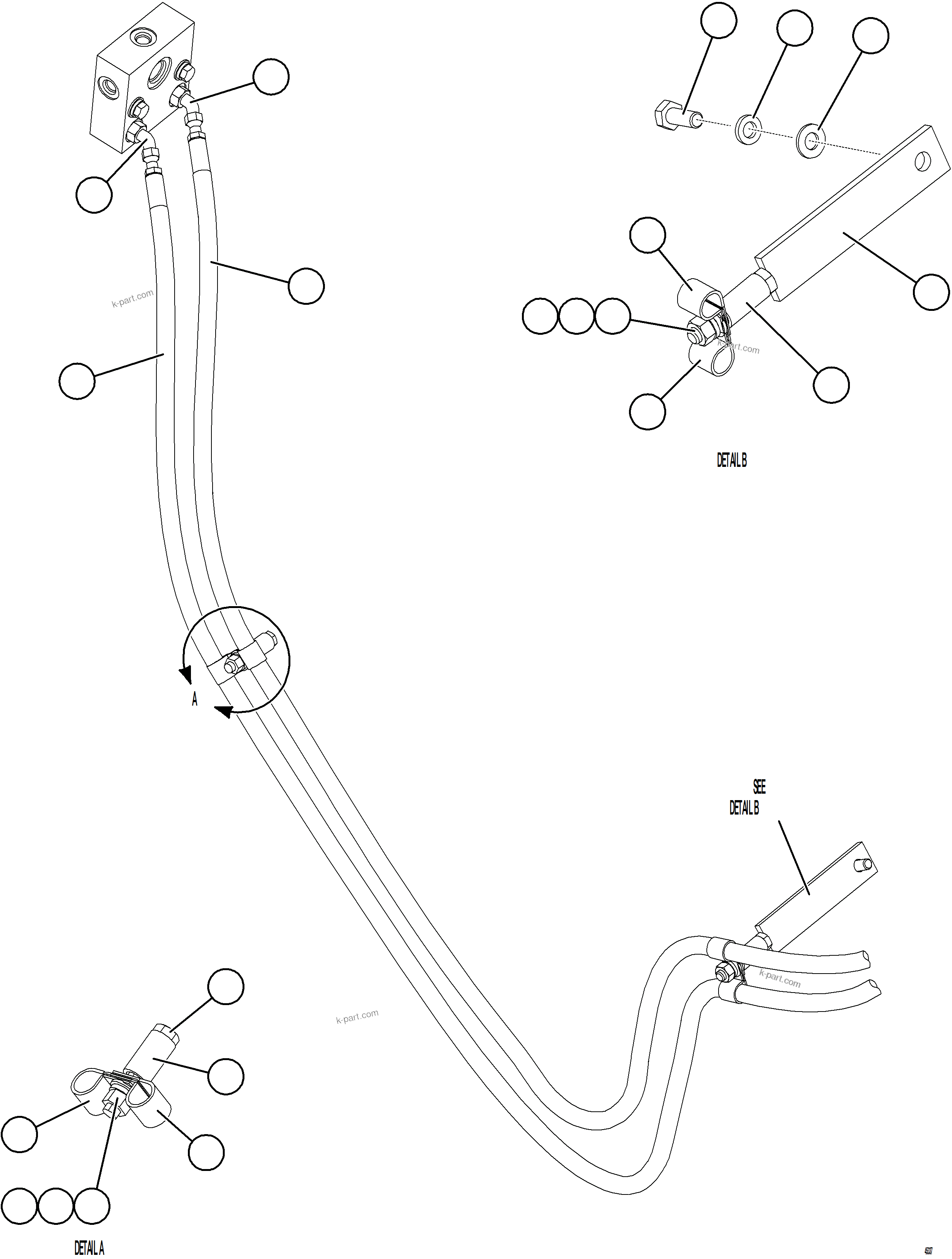Komatsu parts book diagram for AFE69-Q 730E-8 S/N A40064, A40067  ASSMANG: AUTOMATIC LUBRICATION - FRONT BRAKE MANIFOLDS