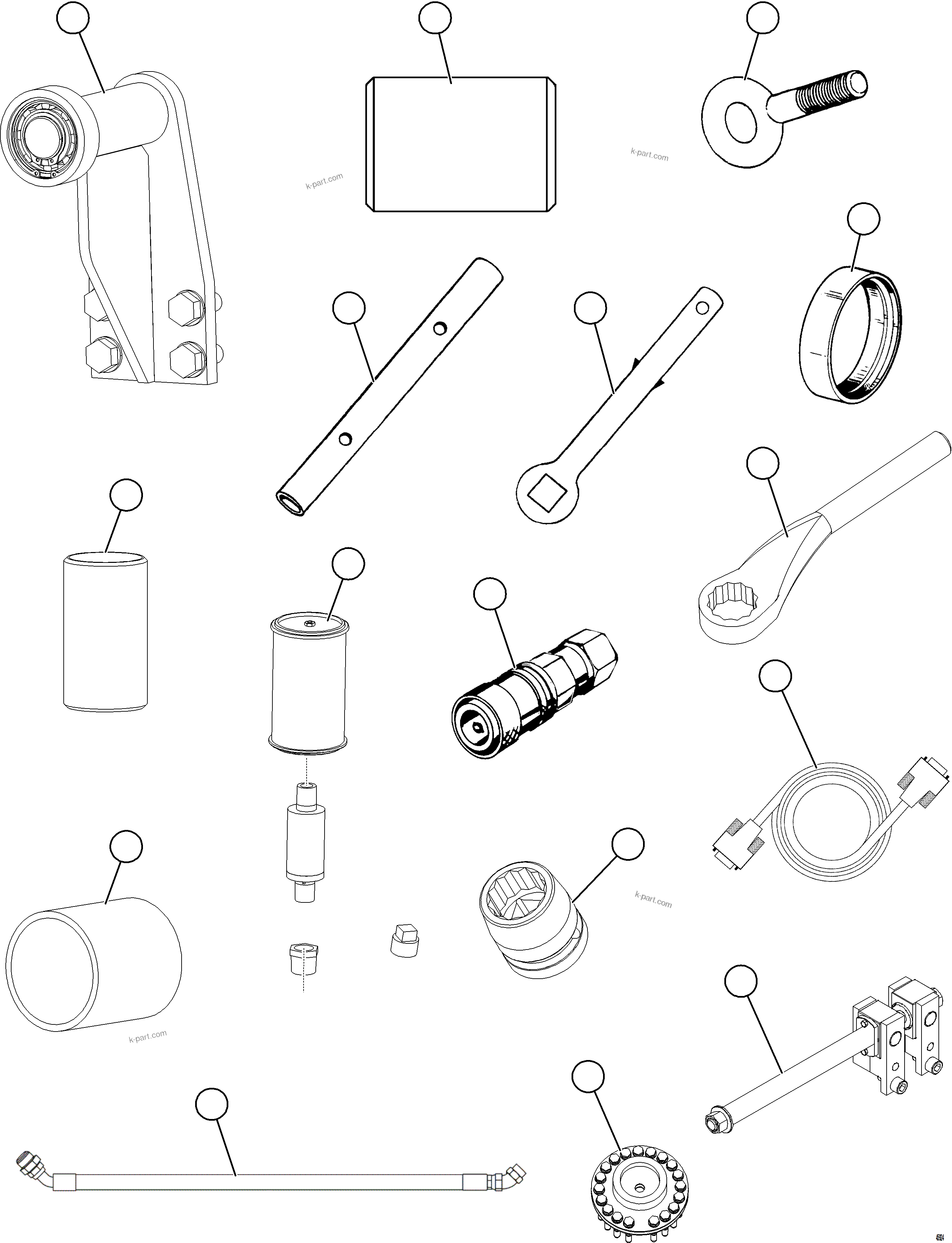 Komatsu parts book diagram for AFE69-Q 730E-8 S/N A40064, A40067  ASSMANG: TOOL GROUP    1/2