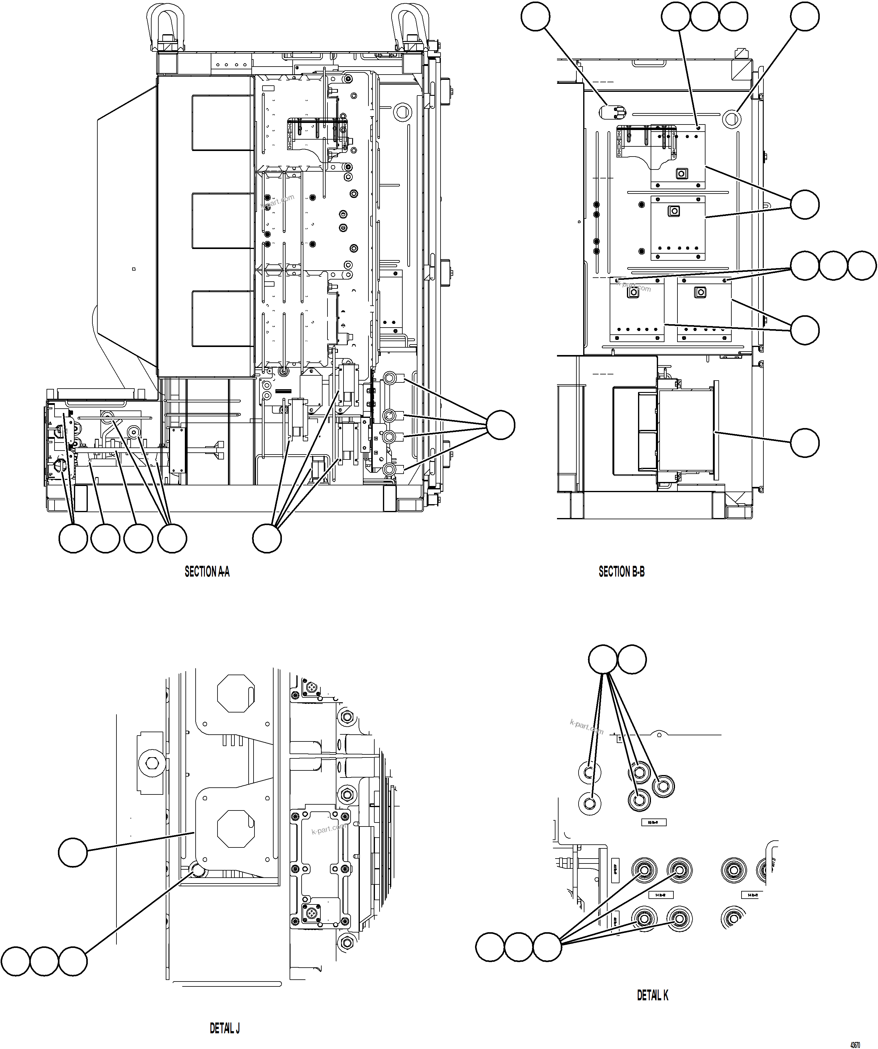 Komatsu parts book diagram for AFE69-Q 730E-8 S/N A40064, A40067  ASSMANG: CONTROL CABINET    4/6
