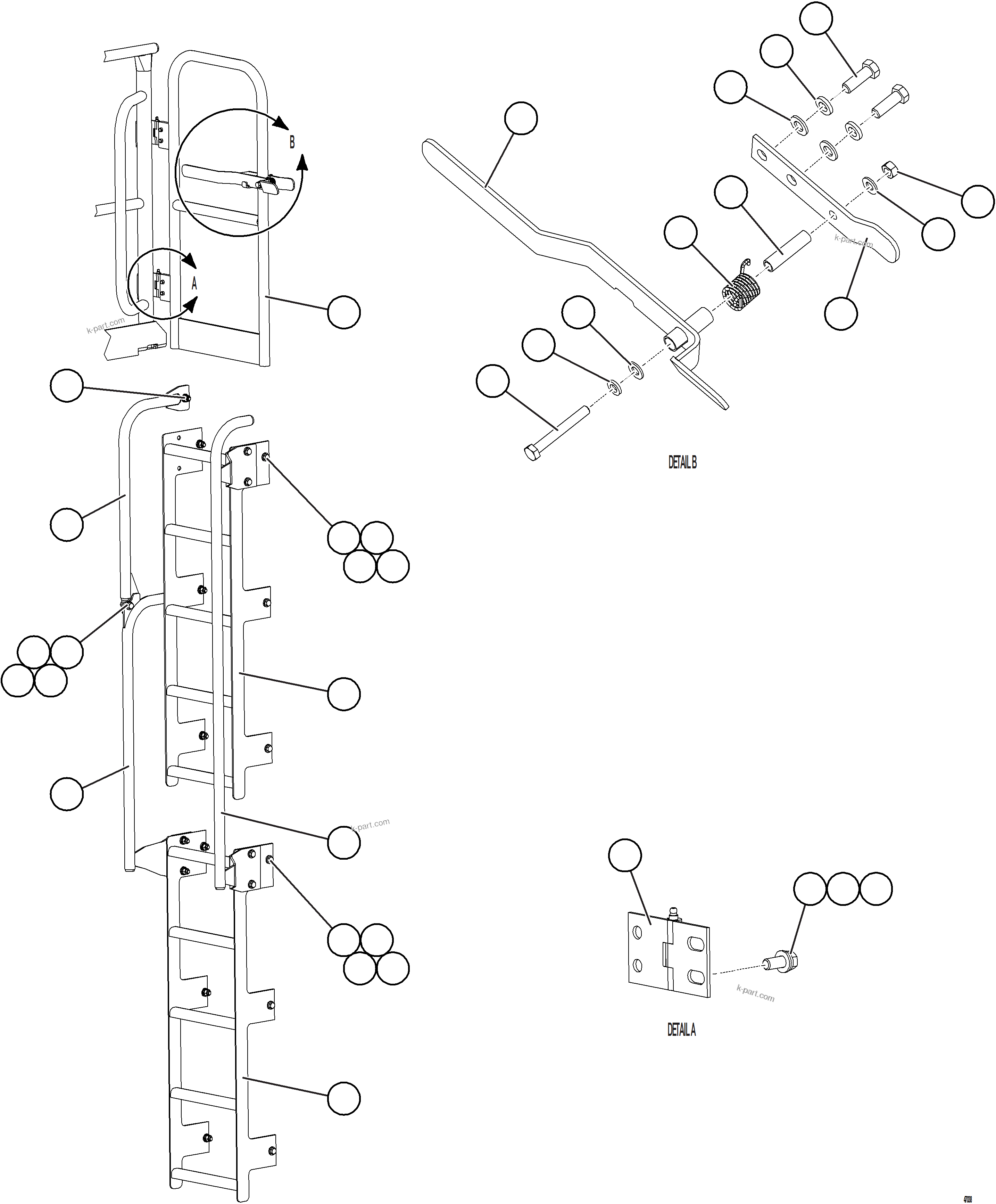 Komatsu parts book diagram for AFE73-T 980E-4 S/N A40160 - A40162  BUENAVISTA: RH GATE & LADDER