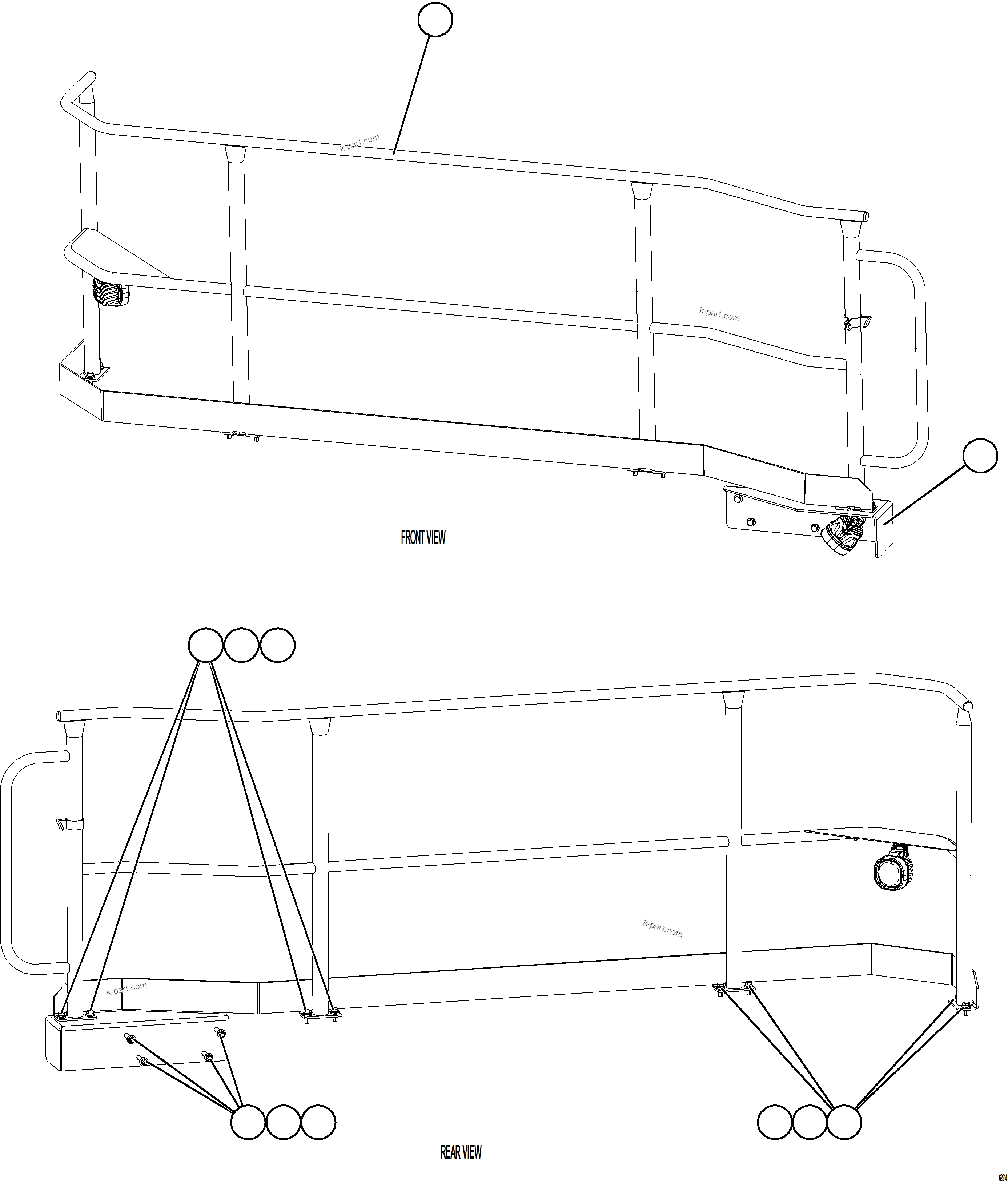 Komatsu parts book diagram for AFE73-T 980E-4 S/N A40160 - A40162  BUENAVISTA: GRILLE HANDRAIL