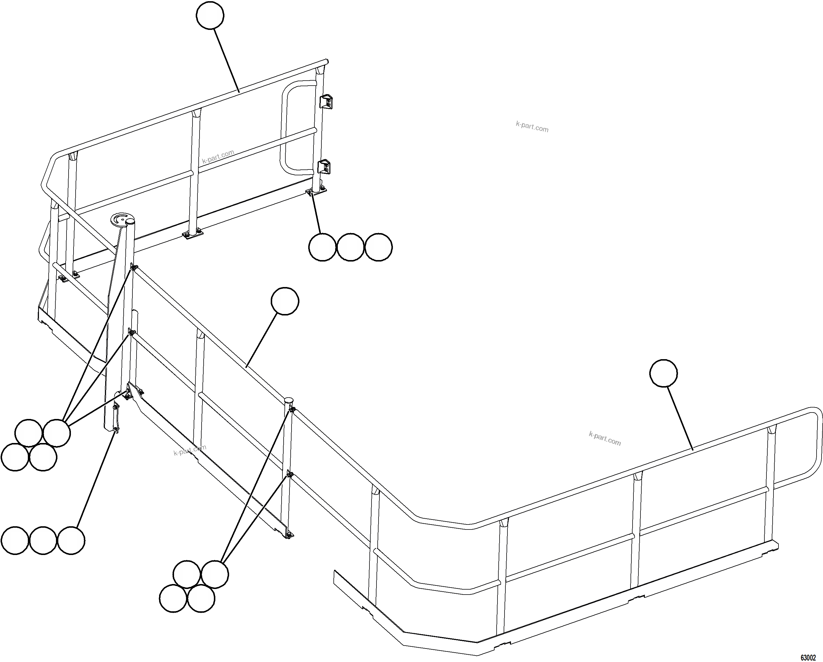 Komatsu parts book diagram for AFE73-T 980E-4 S/N A40160 - A40162  BUENAVISTA: LH DECK HANDRAILS