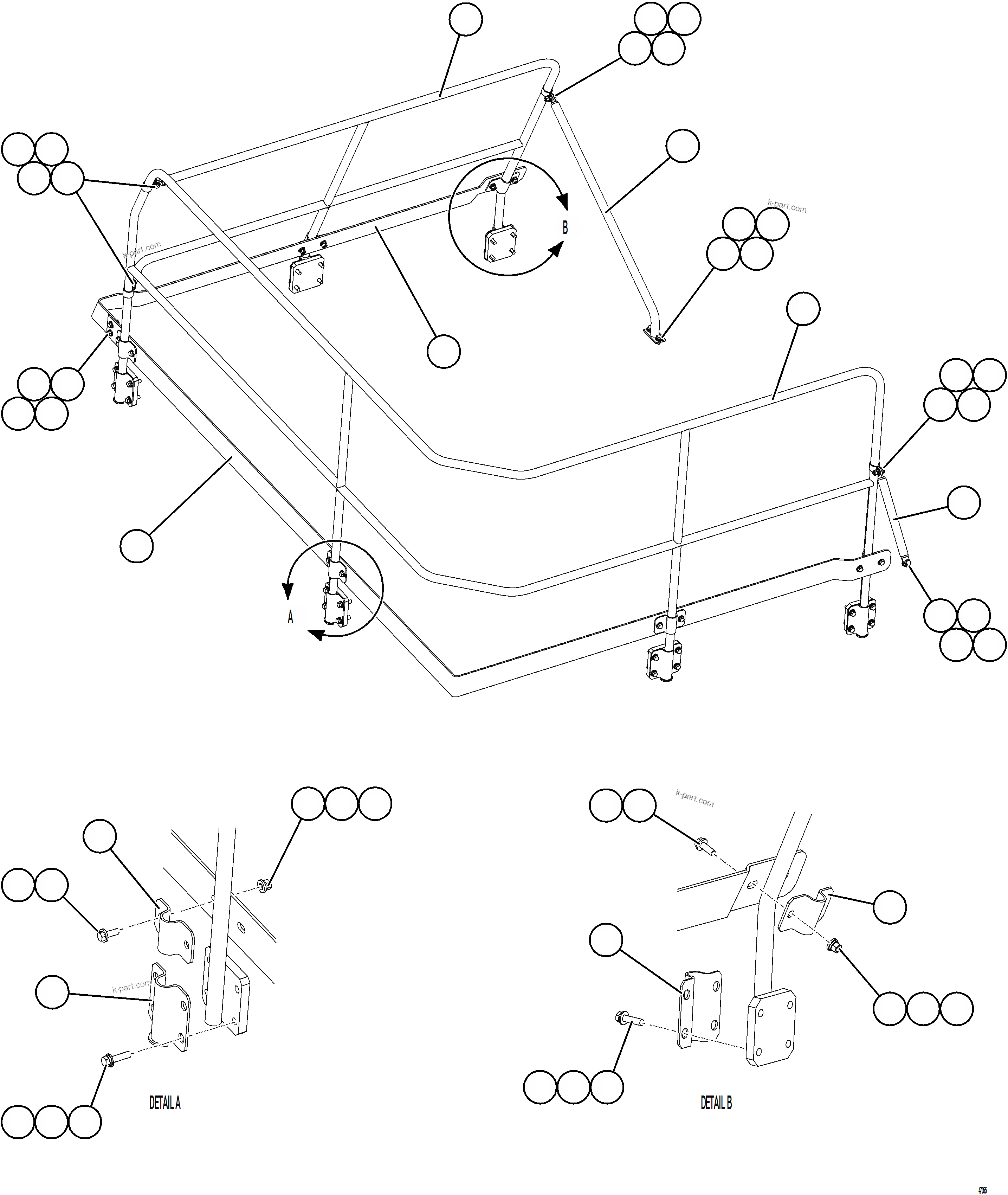 Komatsu parts book diagram for AFE73-T 980E-4 S/N A40160 - A40162  BUENAVISTA: HANDRAILS - RETARDING GRID