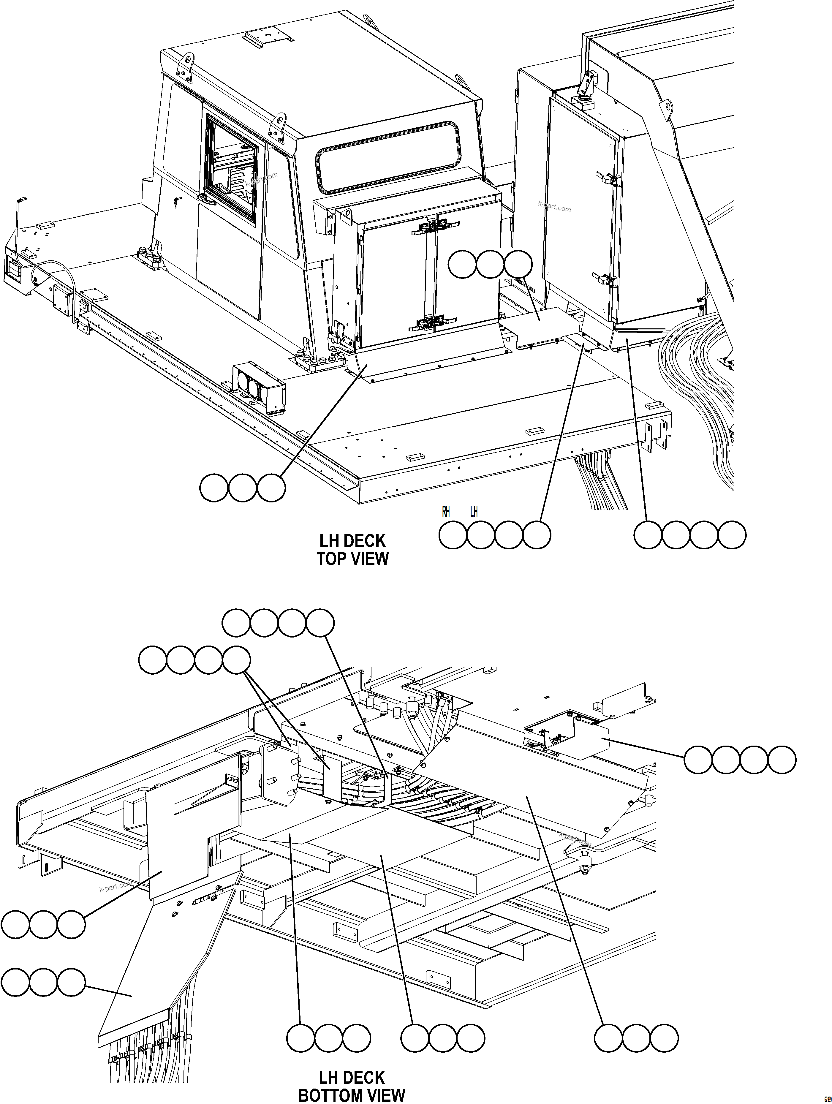 Komatsu parts book diagram for AFE73-T 980E-4 S/N A40160 - A40162  BUENAVISTA: DECK COVERS AND SHIELDS