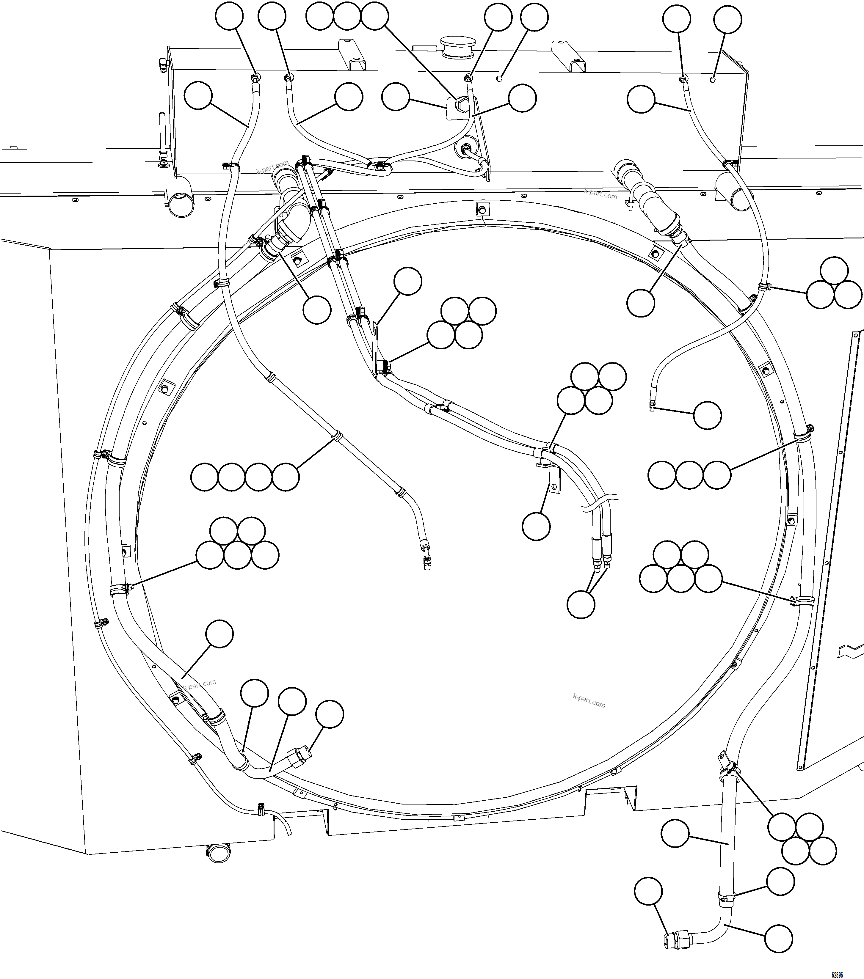 Komatsu parts book diagram for AFE73-T 980E-4 S/N A40160 - A40162  BUENAVISTA: COOLING SYSTEM PIPING    1/4