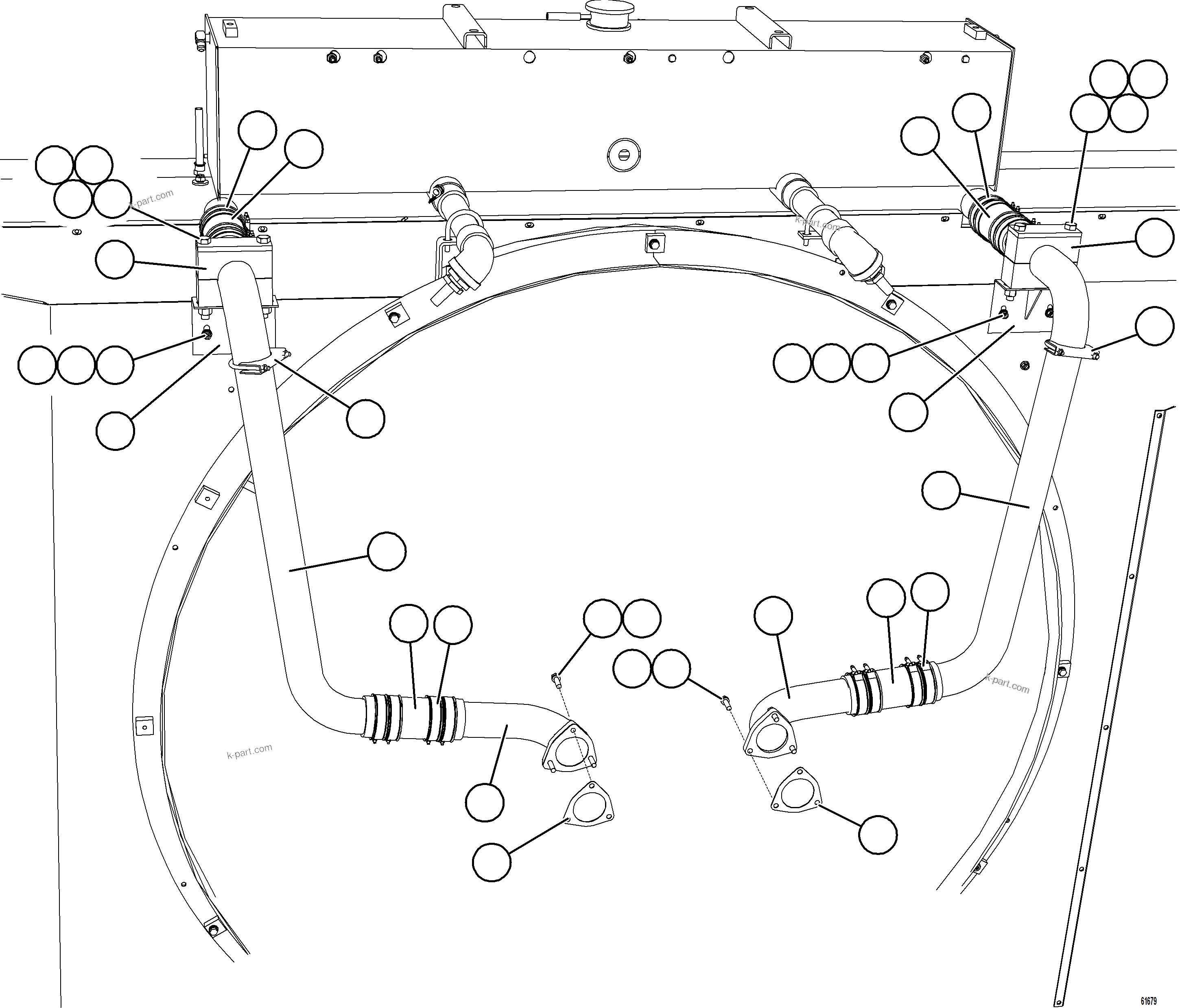 Komatsu parts book diagram for AFE73-T 980E-4 S/N A40160 - A40162  BUENAVISTA: COOLING SYSTEM PIPING    2/4