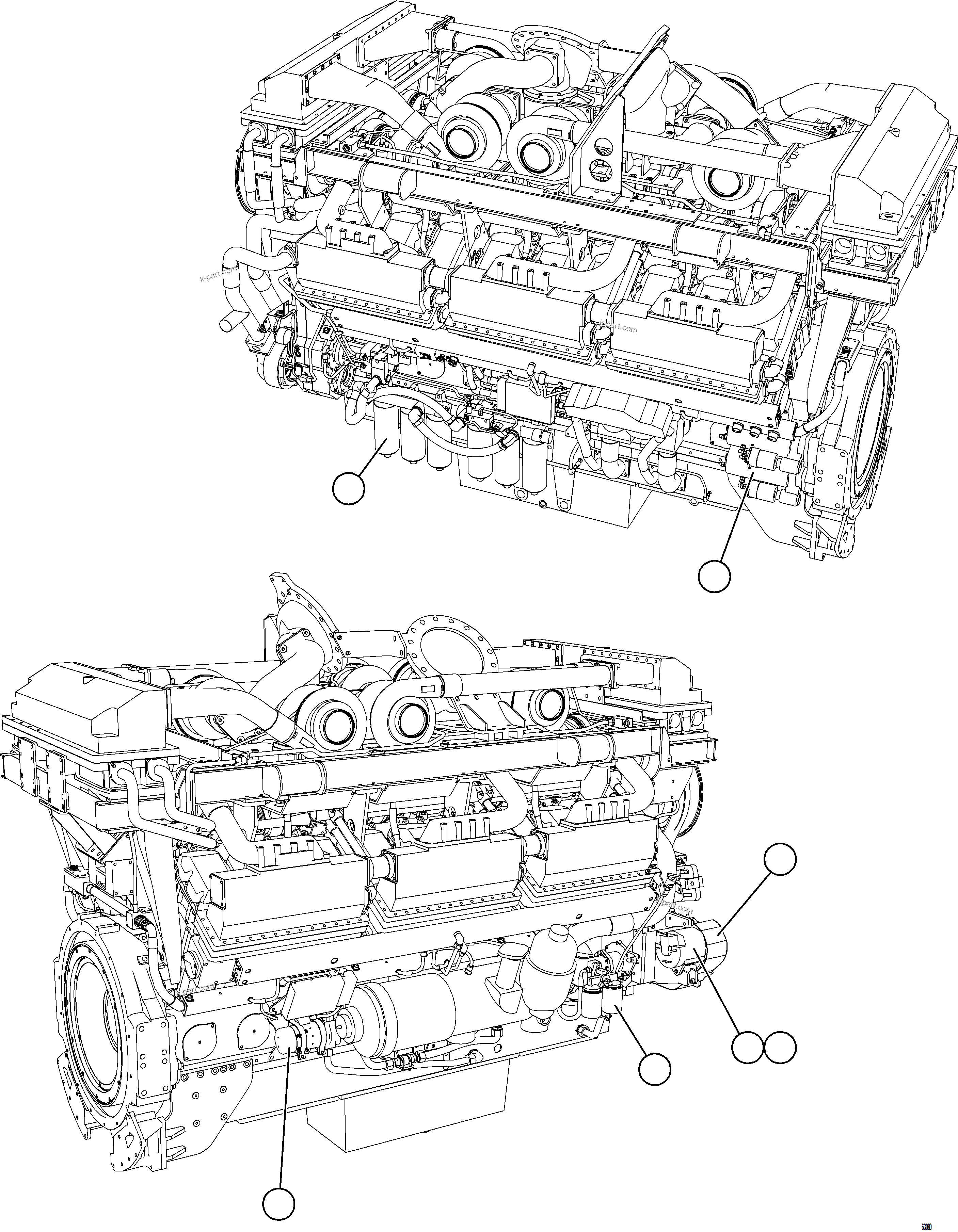 Komatsu parts book diagram for AFE73-T 980E-4 S/N A40160 - A40162  BUENAVISTA: ENGINE COMPONENTS
