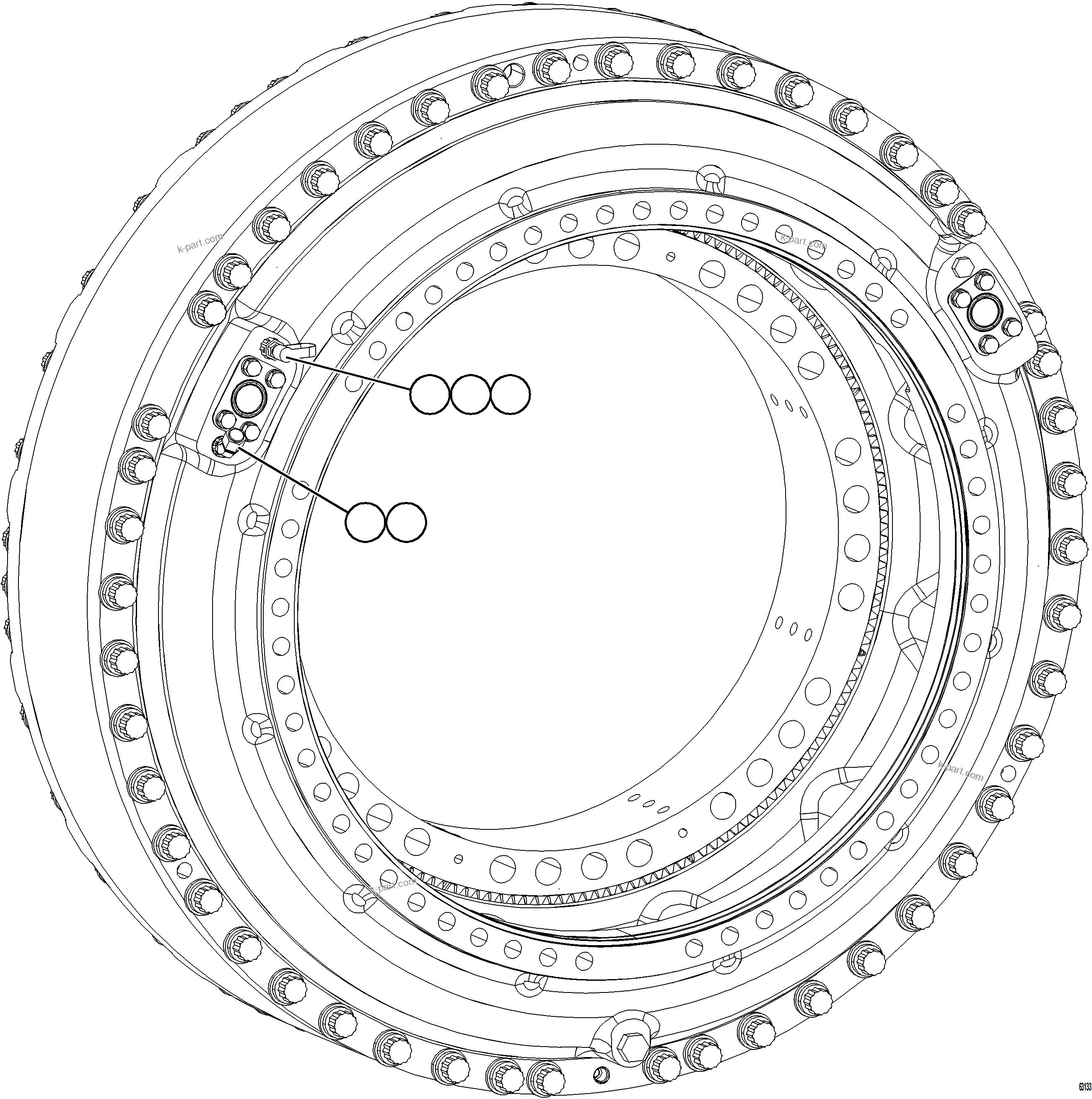 Komatsu parts book diagram for AFE73-T 980E-4 S/N A40160 - A40162  BUENAVISTA: FRONT BRAKE PORTS