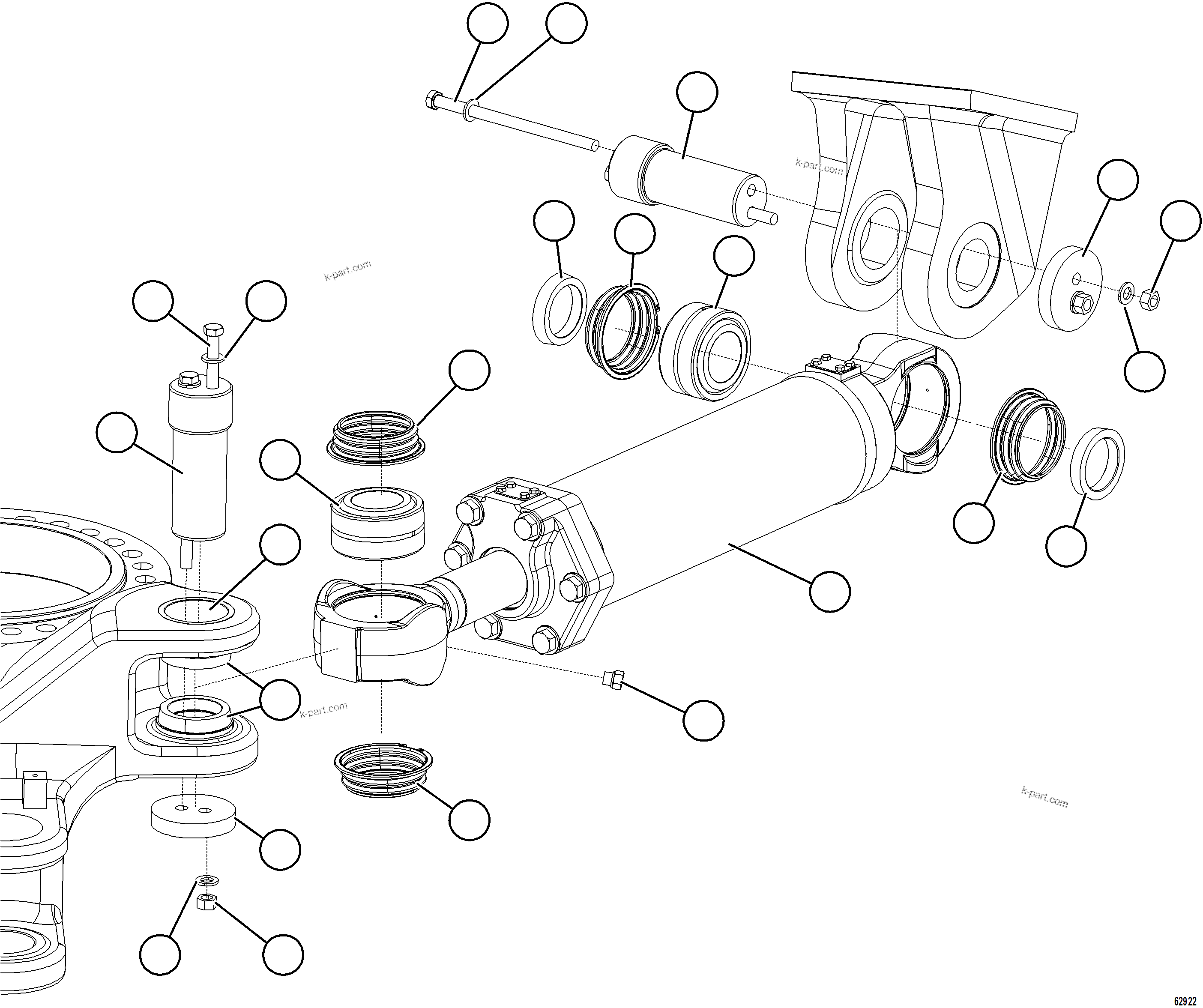 Komatsu parts book diagram for AFE73-T 980E-4 S/N A40160 - A40162  BUENAVISTA: STEERING CYLINDER INSTALLATION