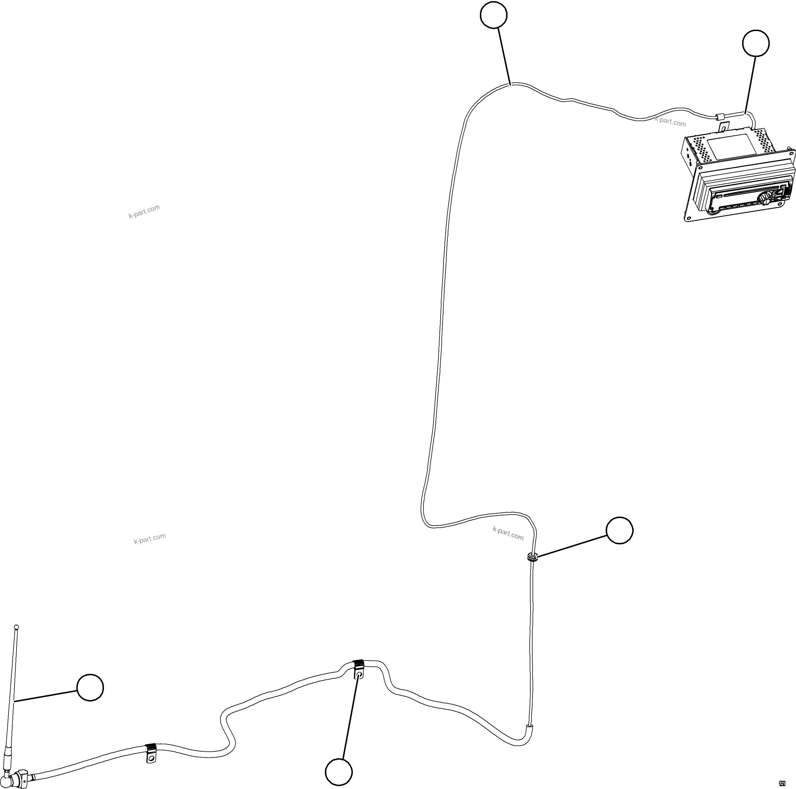 Komatsu parts book diagram for AFE73-T 980E-4 S/N A40160 - A40162  BUENAVISTA: RADIO ANTENNA INSTALLATION