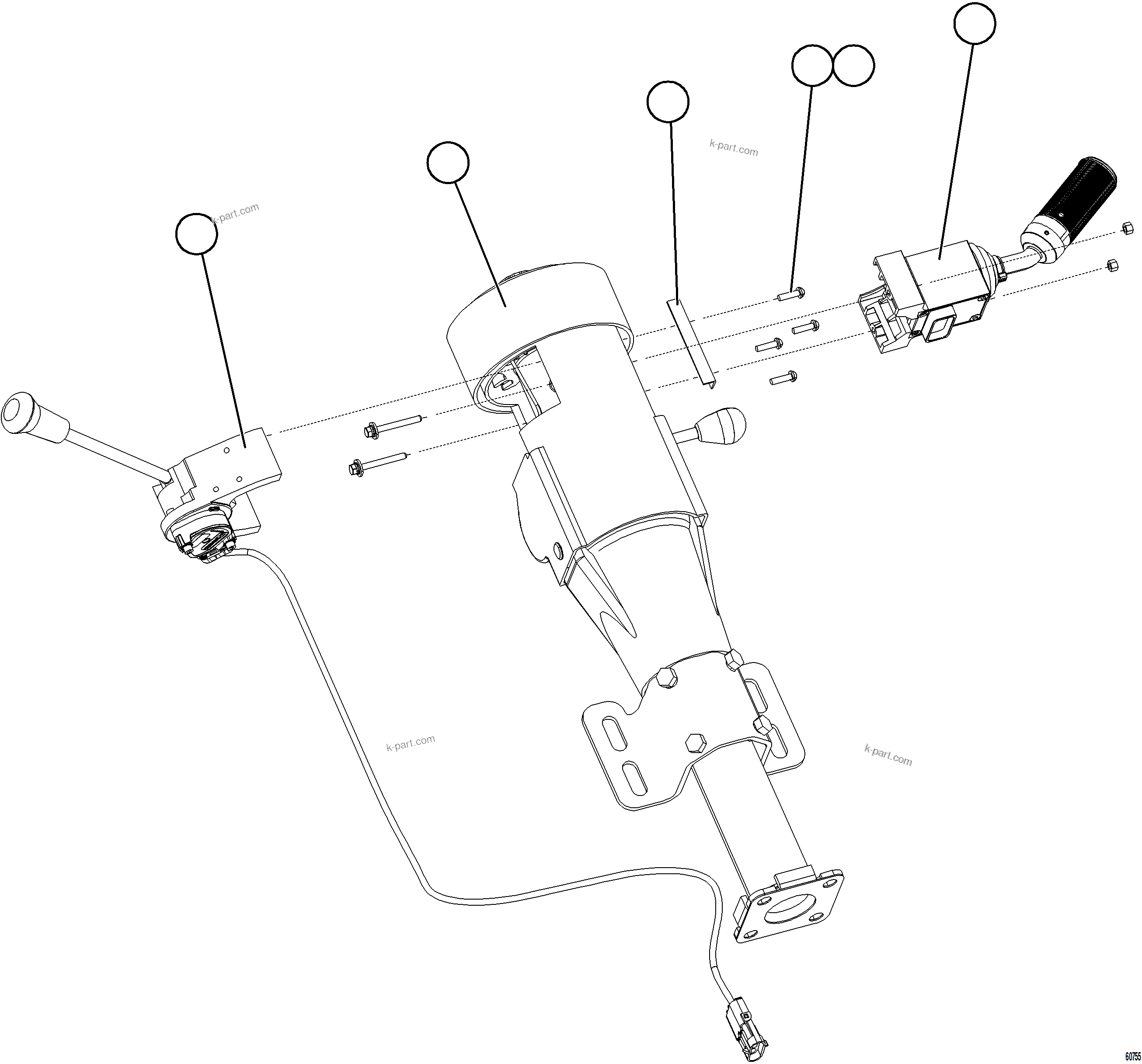 Komatsu parts book diagram for AFE73-T 980E-4 S/N A40160 - A40162  BUENAVISTA: STEERING COLUMN & LEVER ASSEMBLY    58F-40-00201