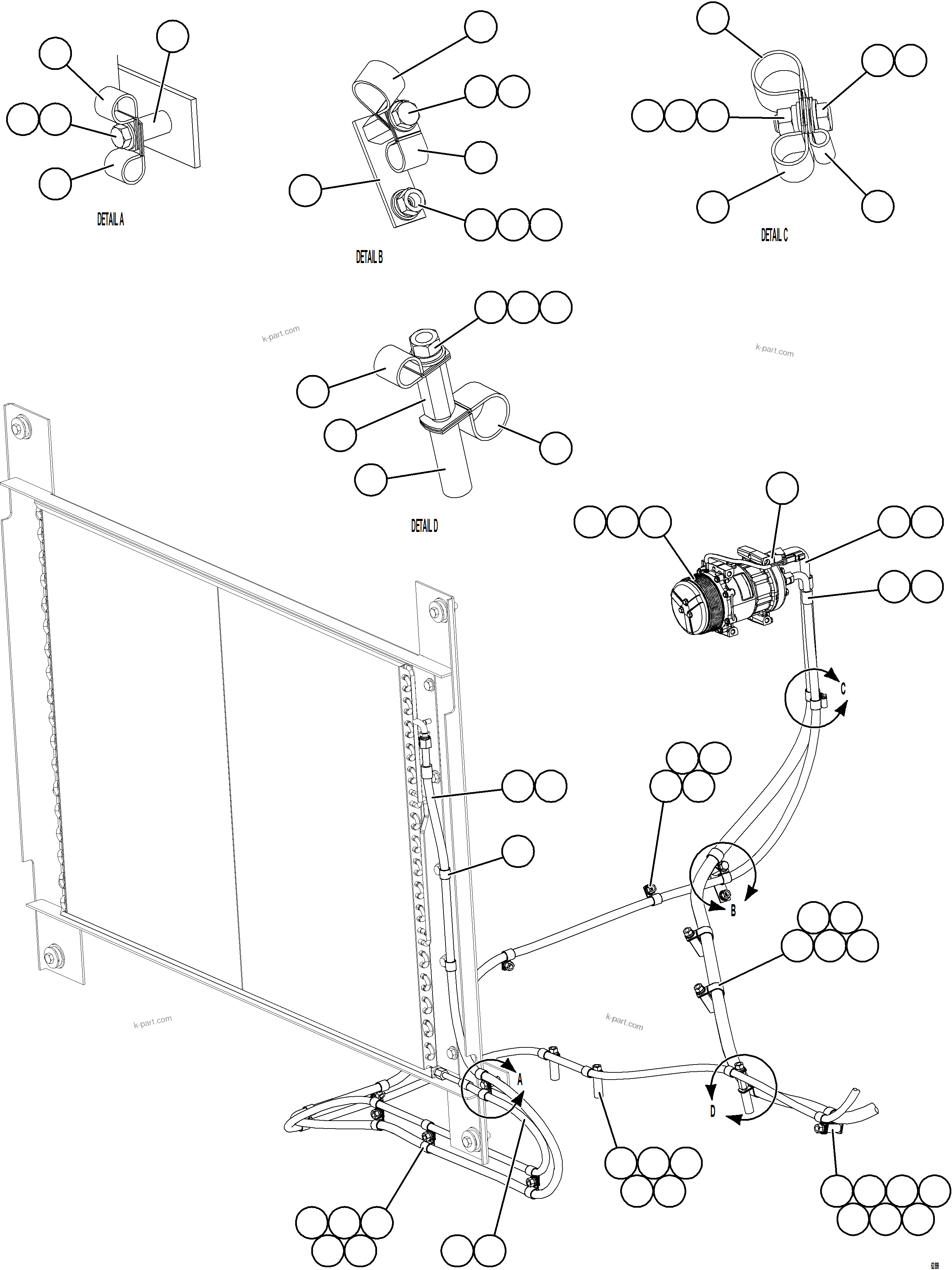 Komatsu parts book diagram for AFE73-T 980E-4 S/N A40160 - A40162  BUENAVISTA: AIR CONDITIONING PIPING    2/2