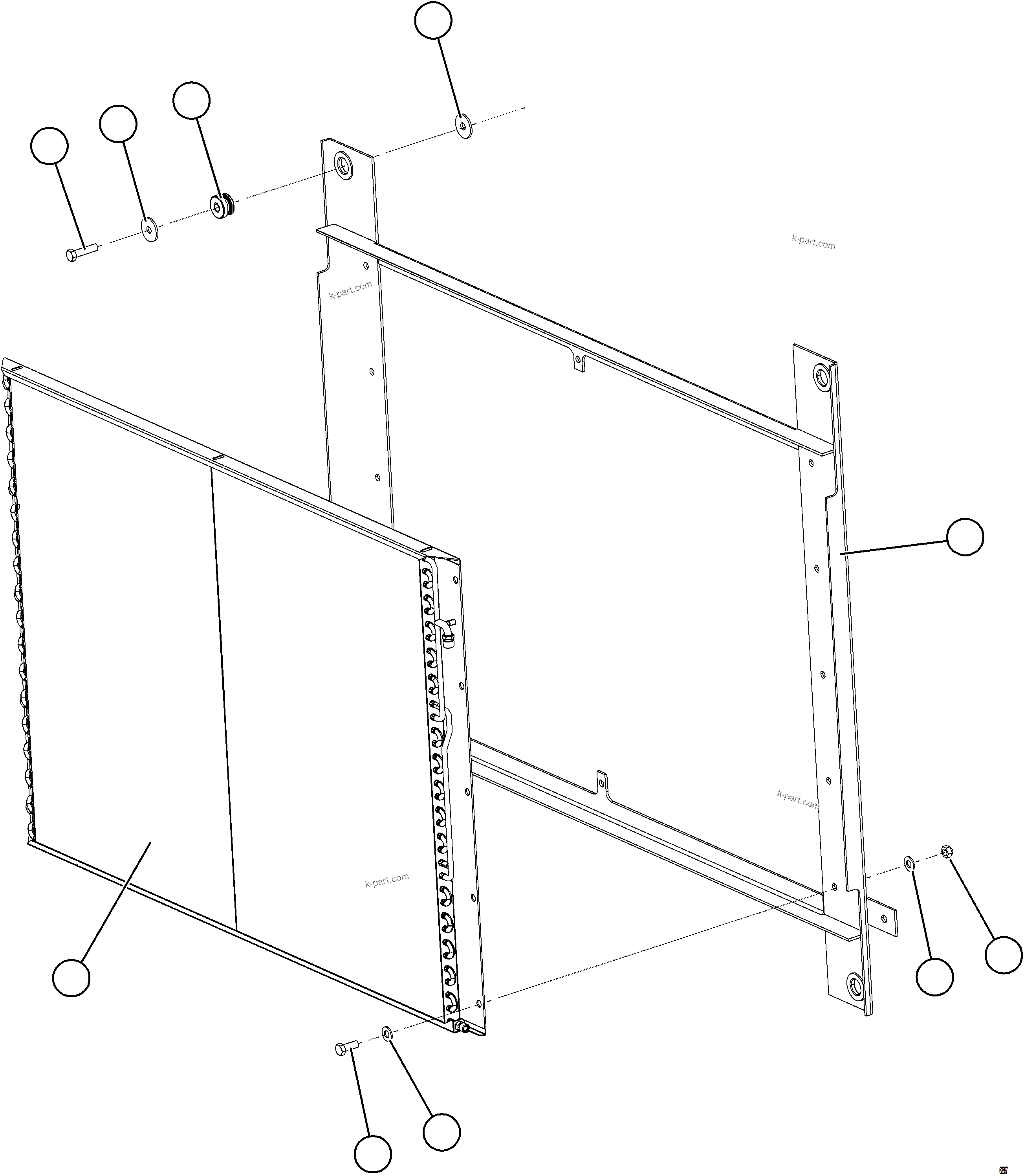Komatsu parts book diagram for AFE73-T 980E-4 S/N A40160 - A40162  BUENAVISTA: AIR CONDITIONING CONDENSER INSTALLATION