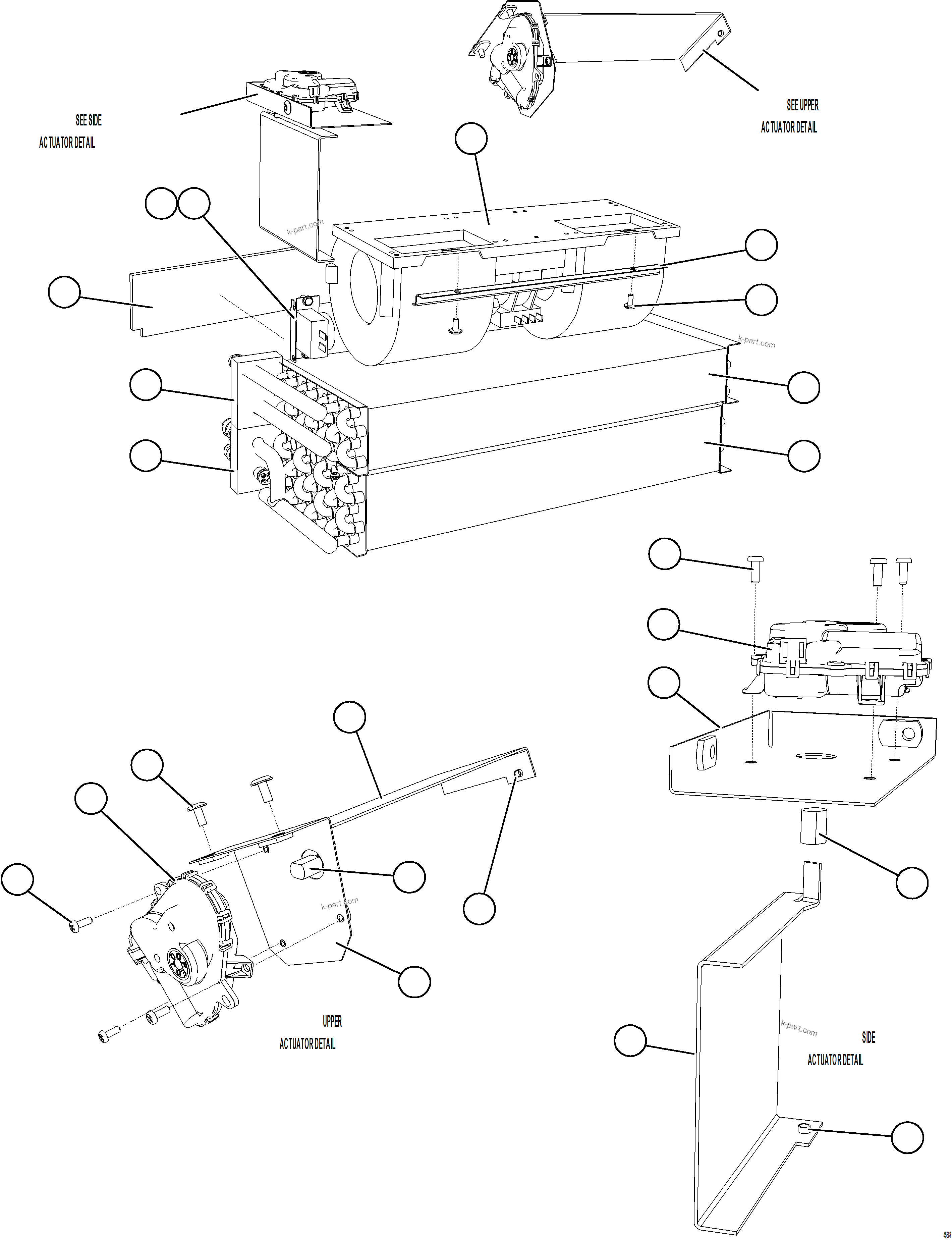 Komatsu parts book diagram for AFE73-T 980E-4 S/N A40160 - A40162  BUENAVISTA: HEATER/AIR CONDITIONER ASSEMBLY  2/2  58F-07-00030