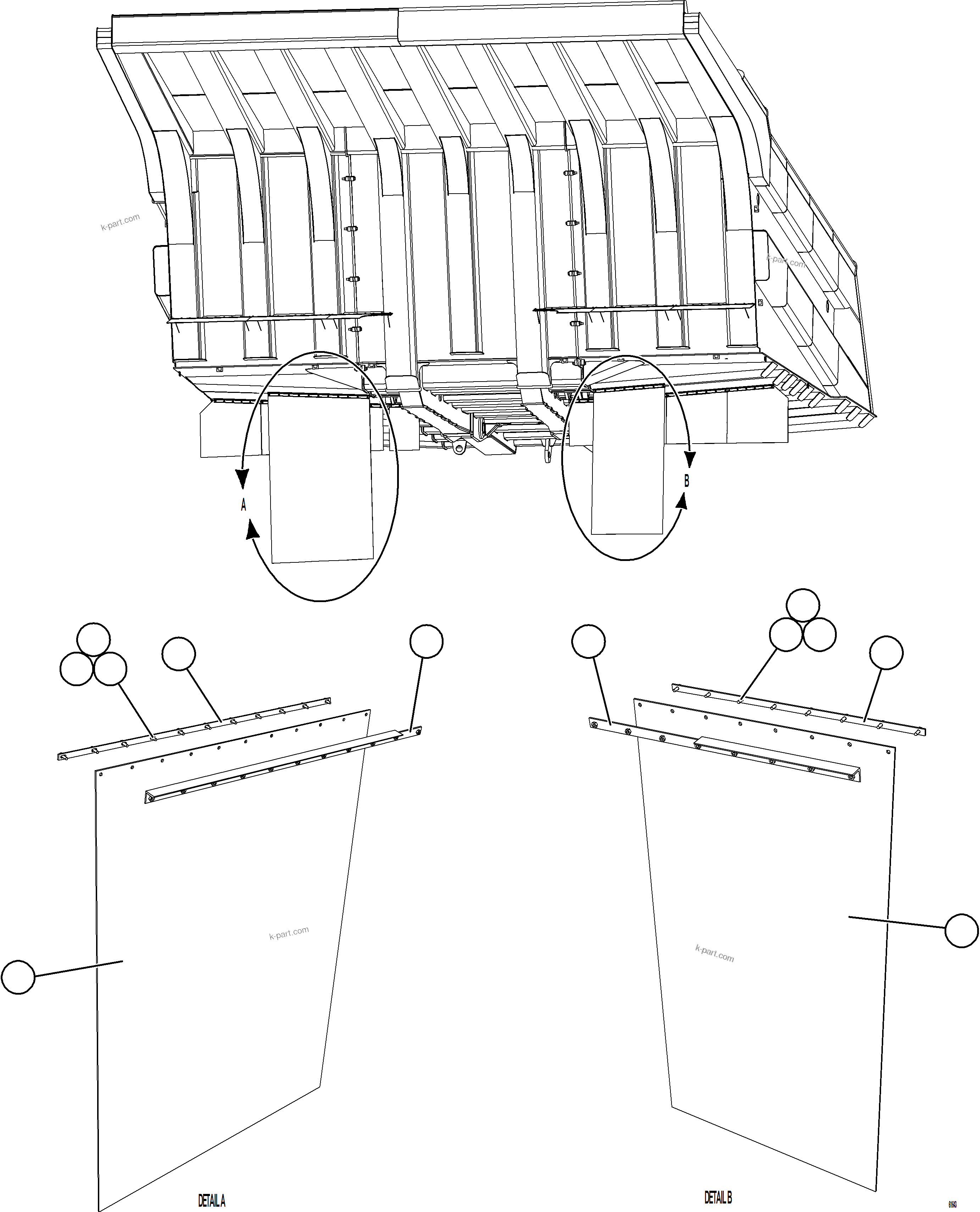 Komatsu parts book diagram for AFE73-T 980E-4 S/N A40160 - A40162  BUENAVISTA: BODY MUD FLAPS    2/3