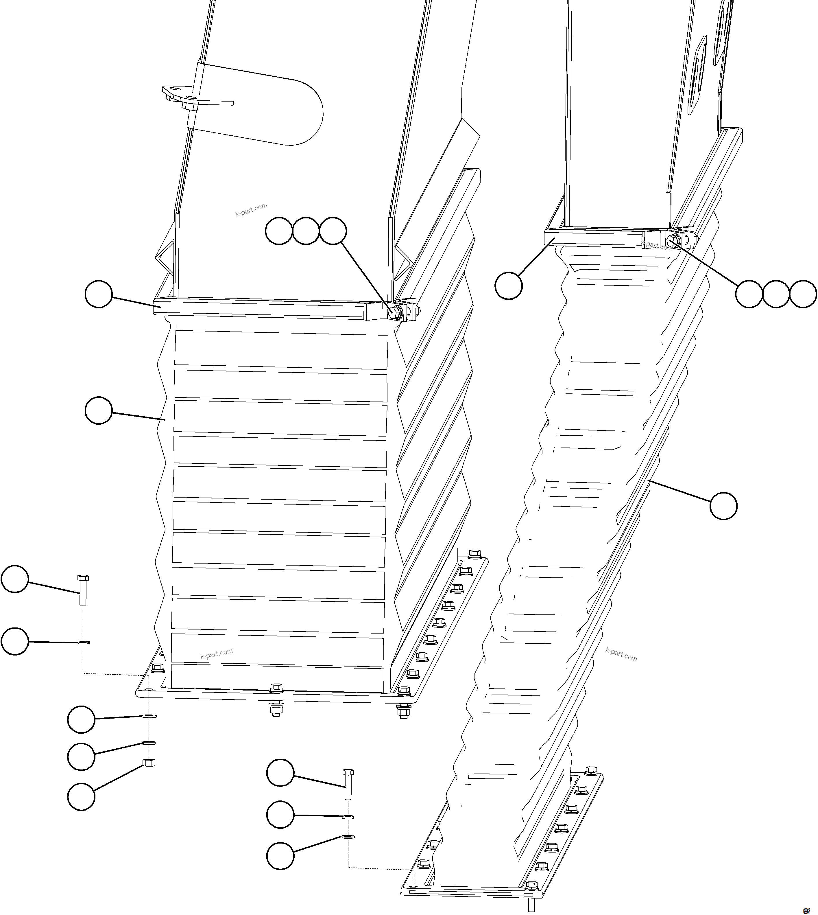 Komatsu parts book diagram for AFE73-T 980E-4 S/N A40160 - A40162  BUENAVISTA: BLOWER INLET DUCT TRANSITION INSTALLATION