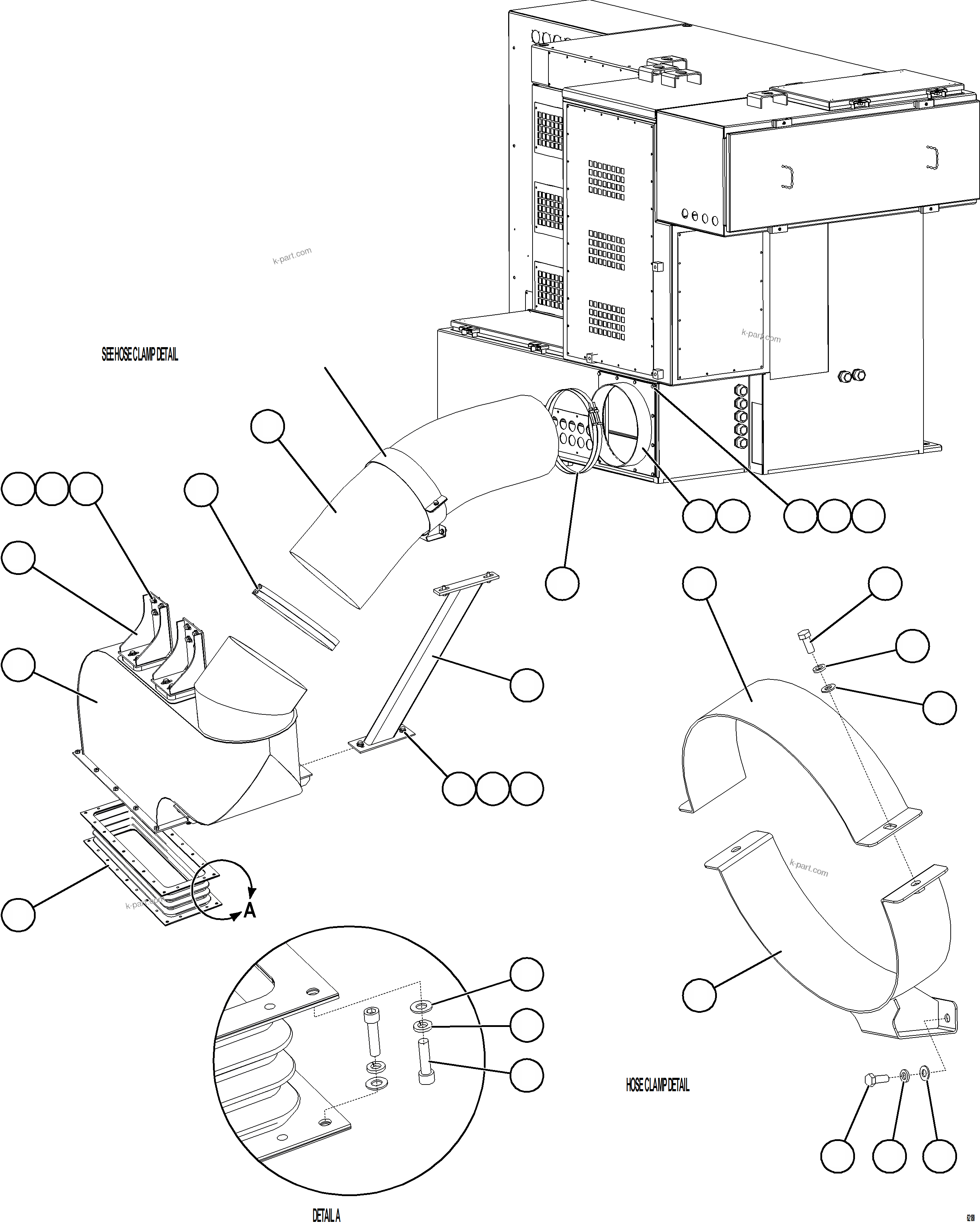 Komatsu parts book diagram for AFE73-T 980E-4 S/N A40160 - A40162  BUENAVISTA: CONTROL CABINET BLOWER HOSE INSTALLATION