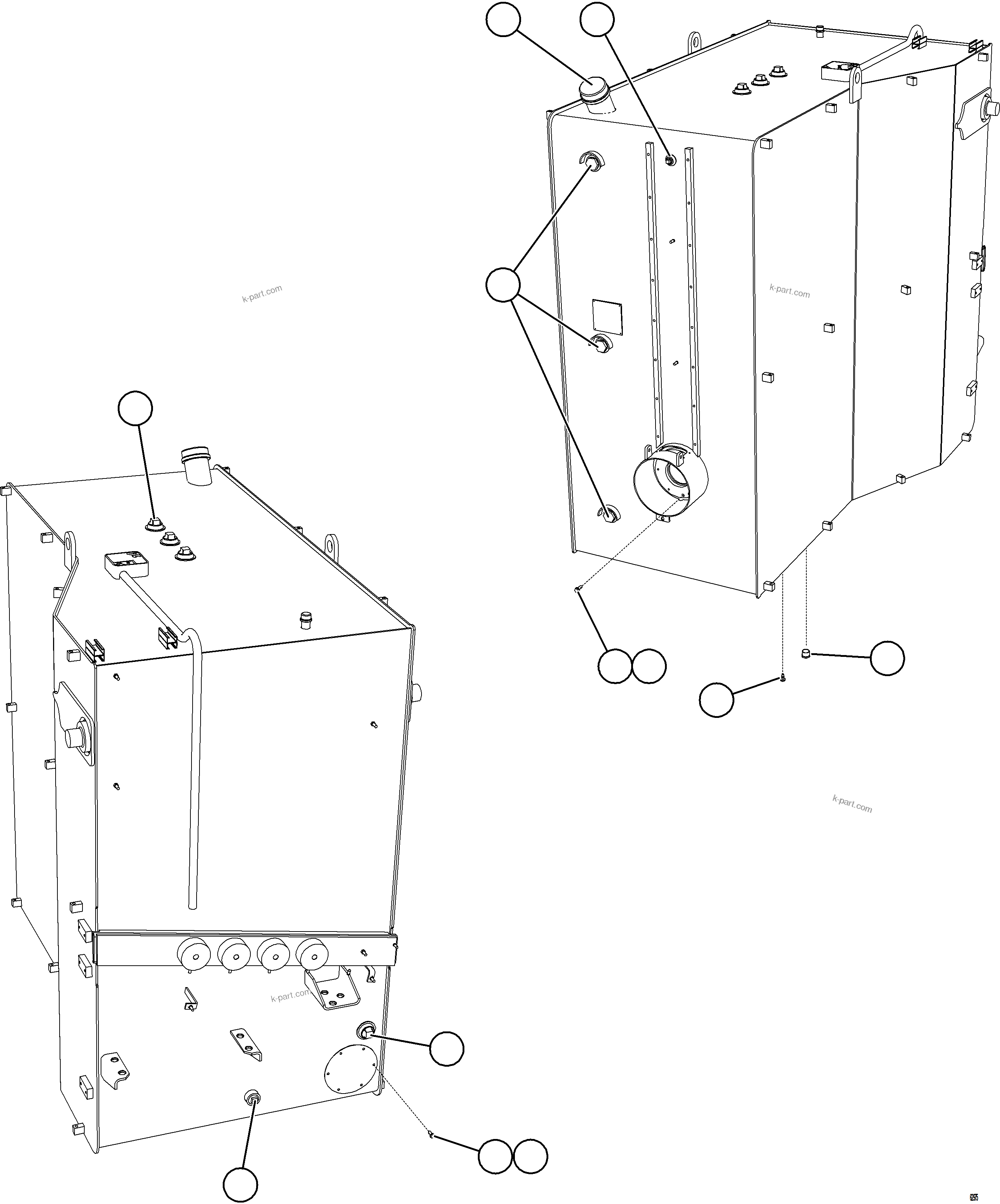 Komatsu parts book diagram for AFE73-T 980E-4 S/N A40160 - A40162  BUENAVISTA: FUEL TANK    58B-04-00184