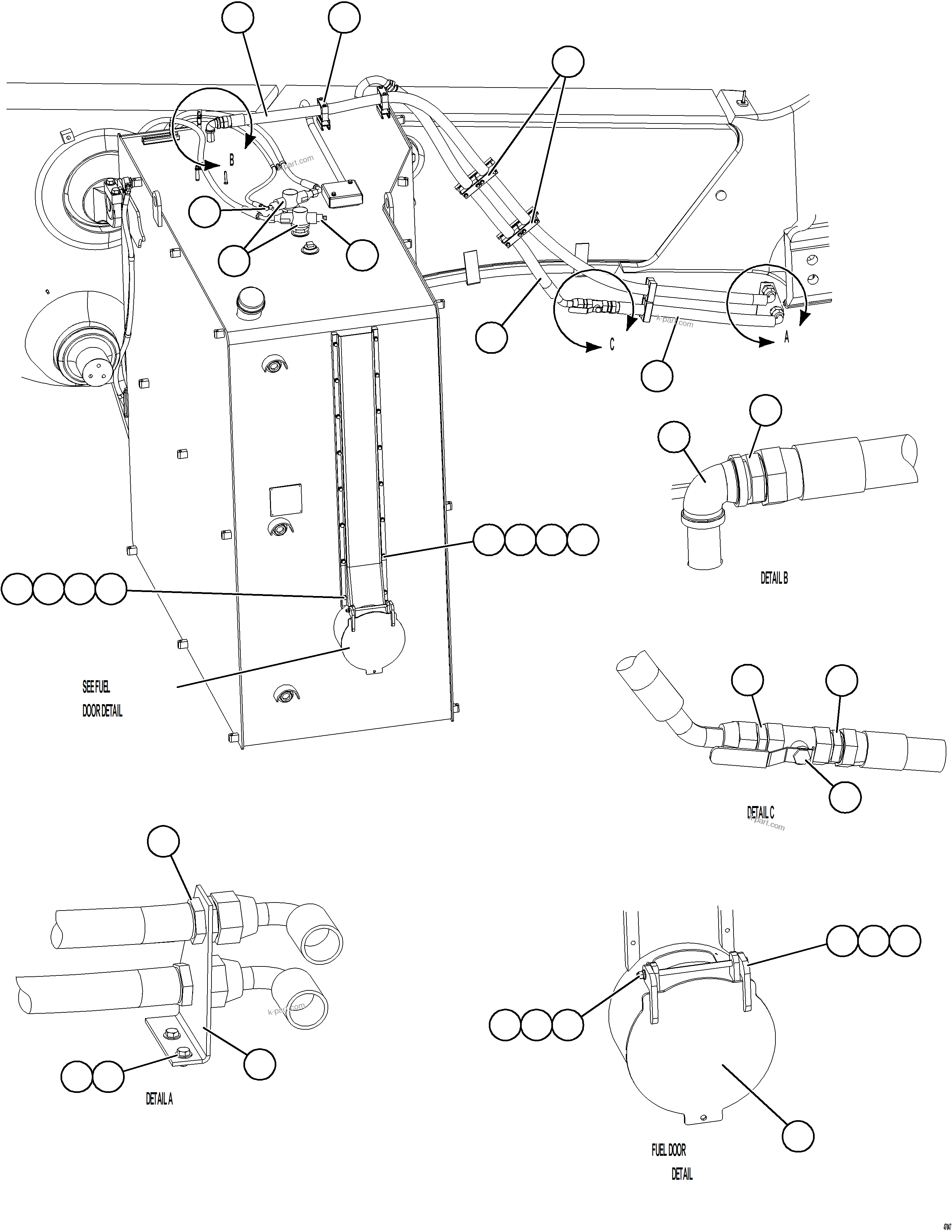Komatsu parts book diagram for AFE73-T 980E-4 S/N A40160 - A40162  BUENAVISTA: FUEL SYSTEM PIPING    1/3
