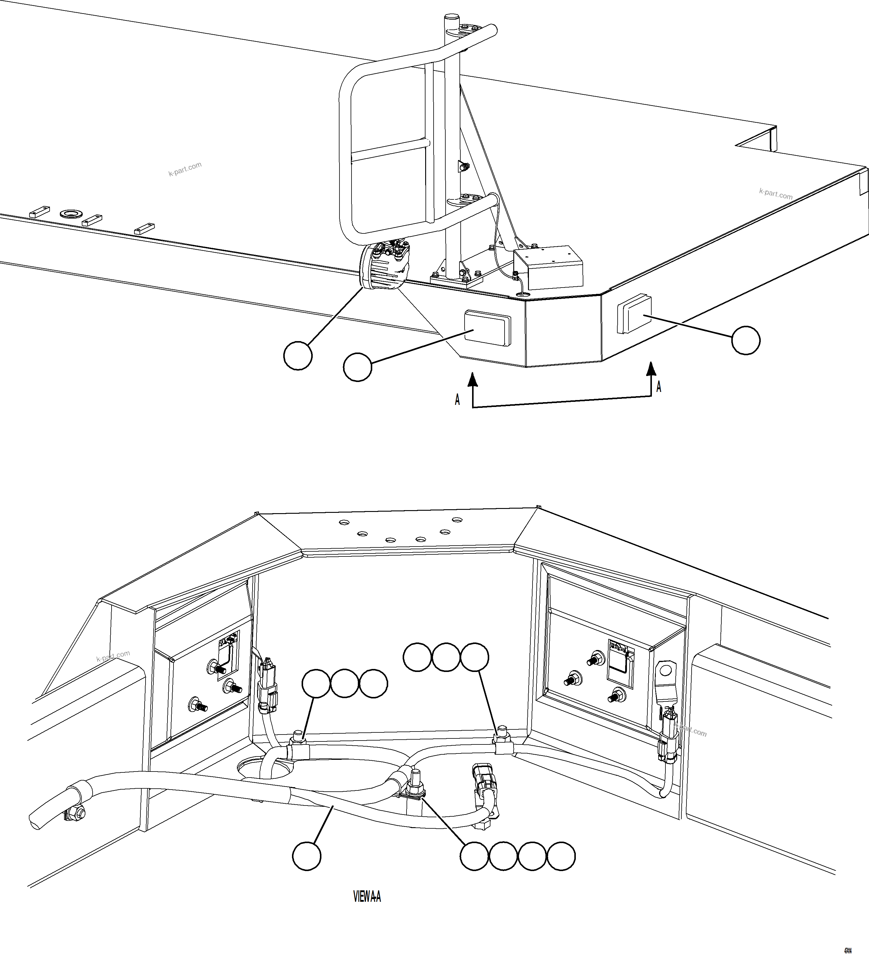 Komatsu parts book diagram for AFE73-T 980E-4 S/N A40160 - A40162  BUENAVISTA: RH DECK LIGHTS