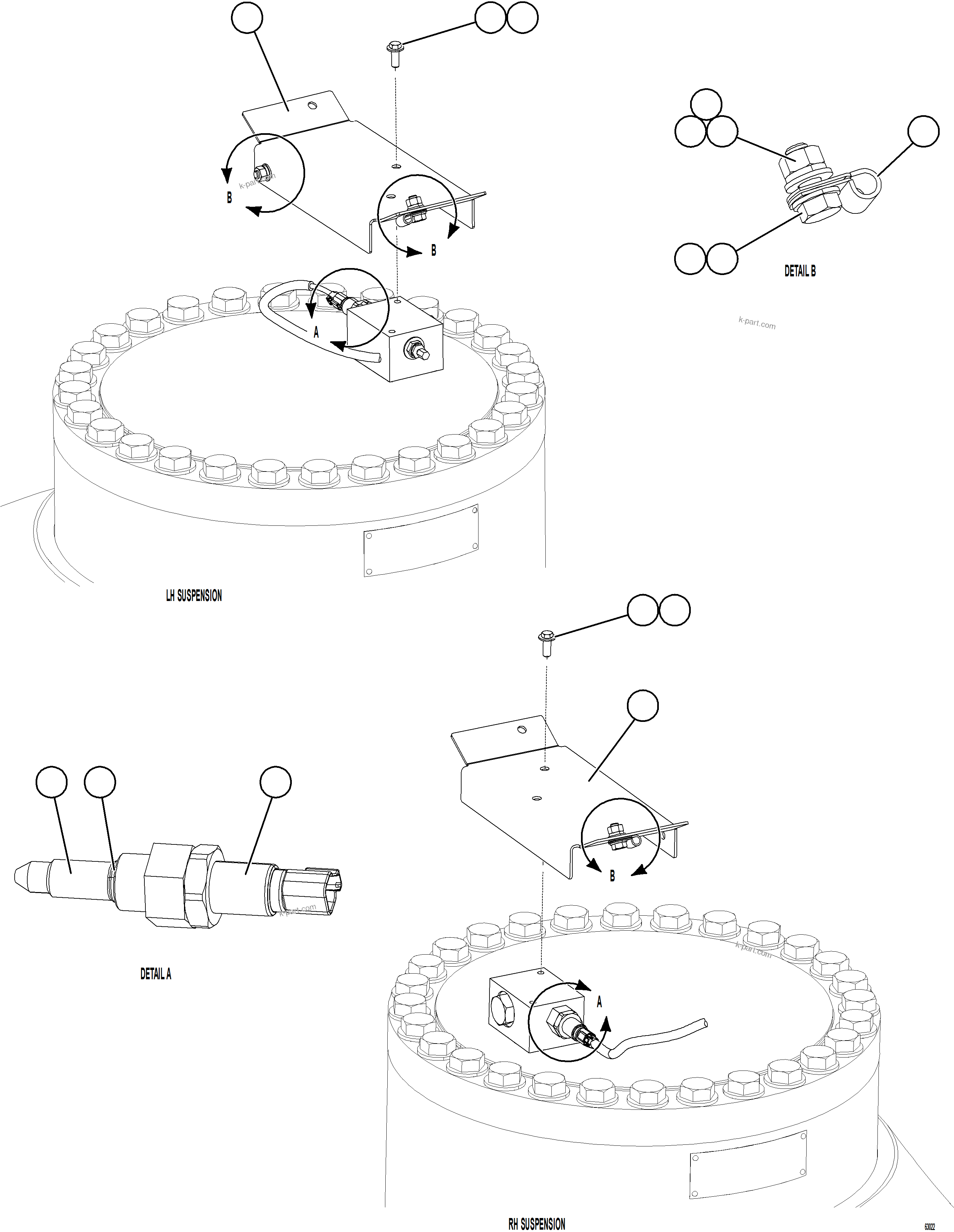 Komatsu parts book diagram for AFE73-T 980E-4 S/N A40160 - A40162  BUENAVISTA: PAYLOAD METER SENSORS - FRONT SUSPENSIONS