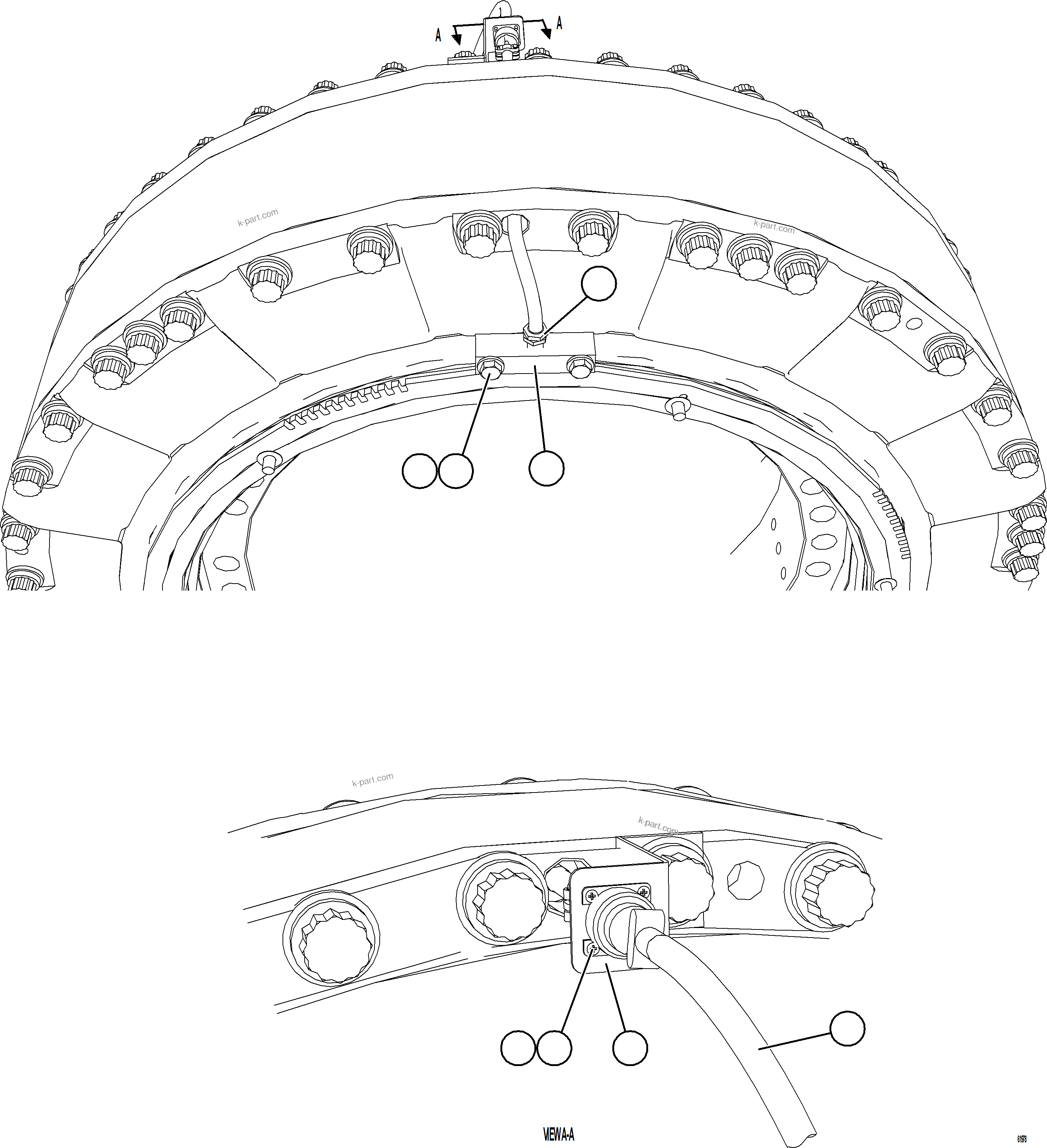 Komatsu parts book diagram for AFE73-T 980E-4 S/N A40160 - A40162  BUENAVISTA: FRONT WHEEL SPEED SENSOR INSTALLATION