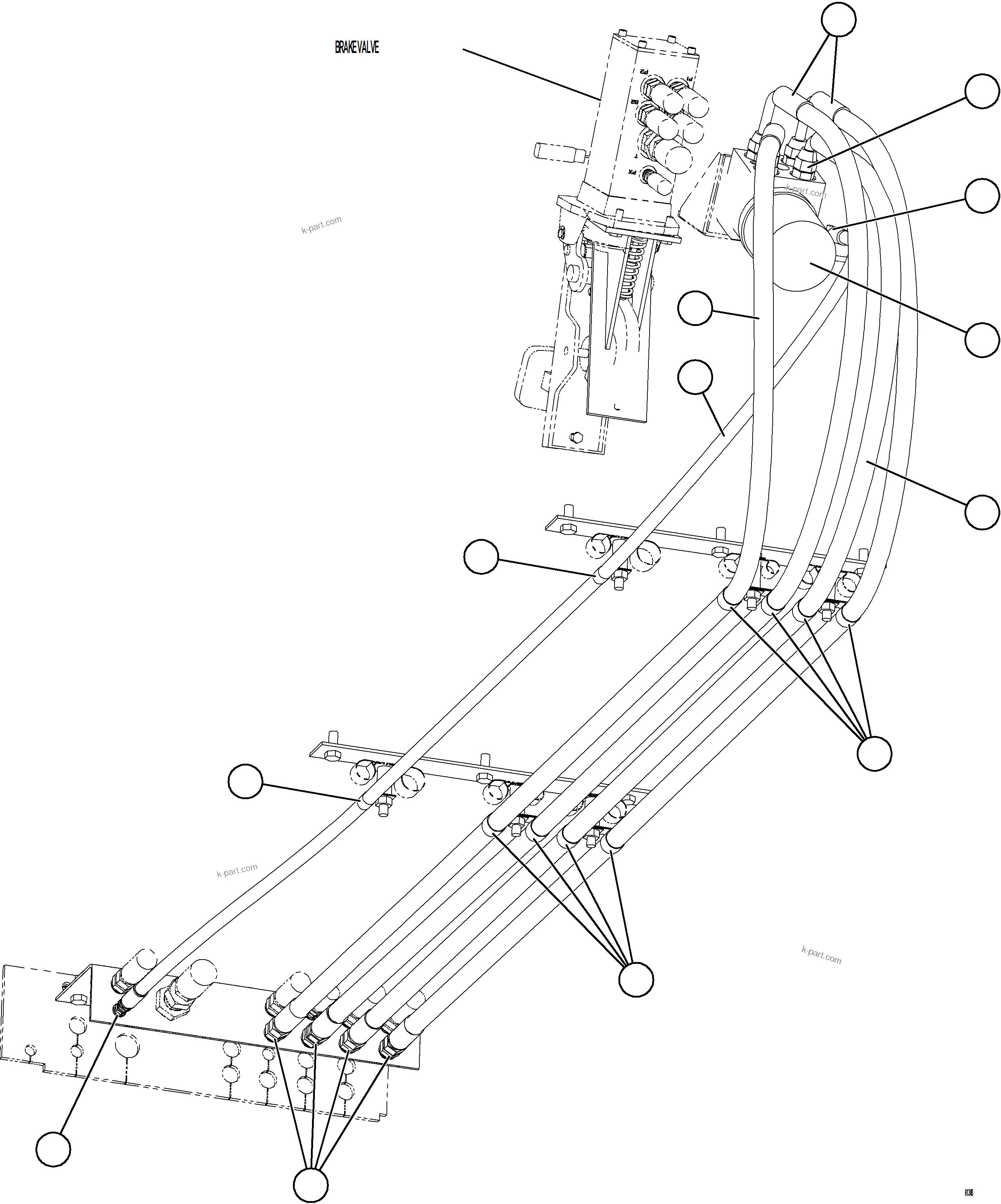 Komatsu parts book diagram for AFE73-T 980E-4 S/N A40160 - A40162  BUENAVISTA: STEERING CONTROL UNIT PIPING