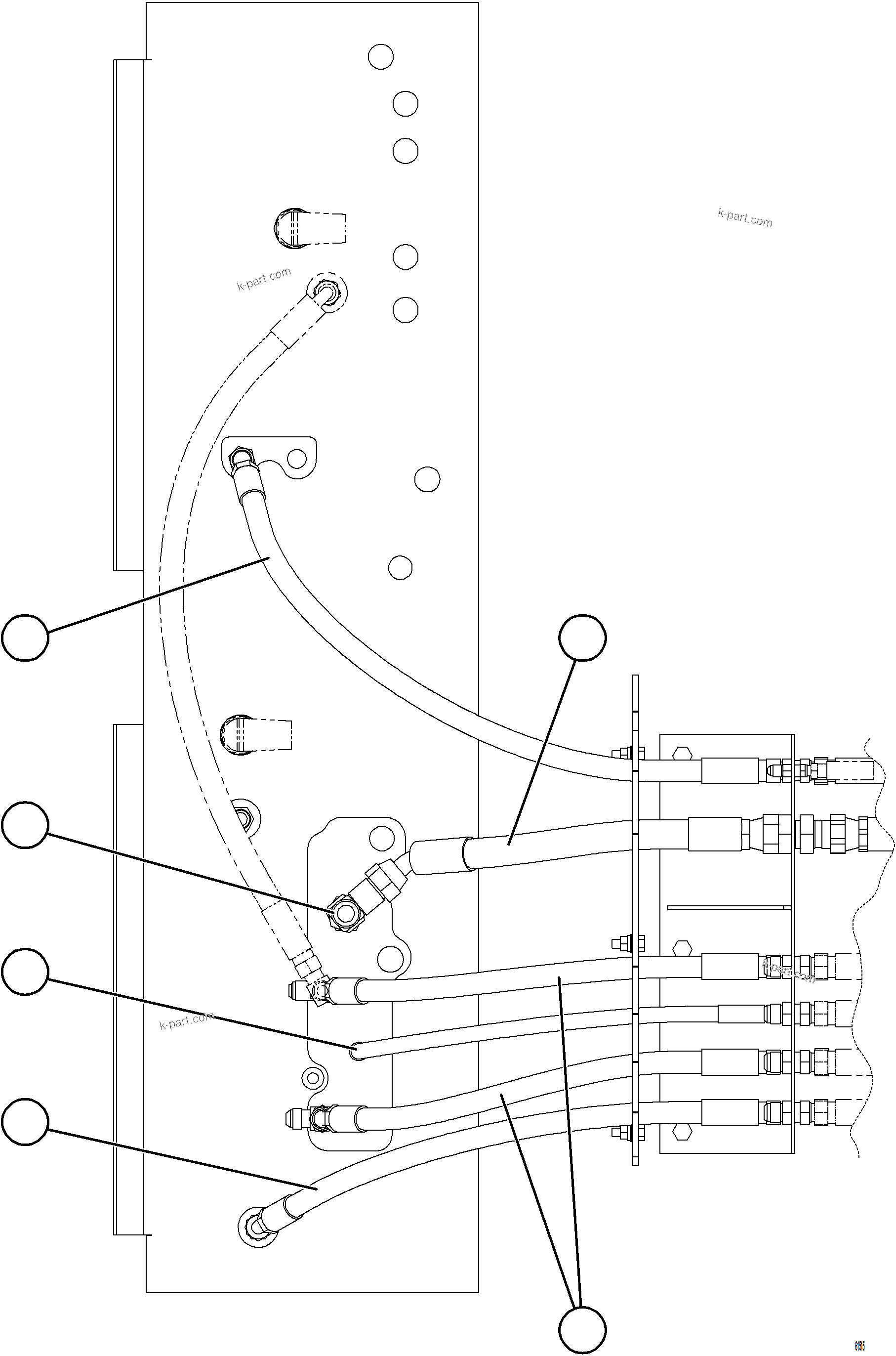 Komatsu parts book diagram for AFE73-T 980E-4 S/N A40160 - A40162  BUENAVISTA: HYDRAULIC BRAKE CABINET HOSE ROUTING    1/3