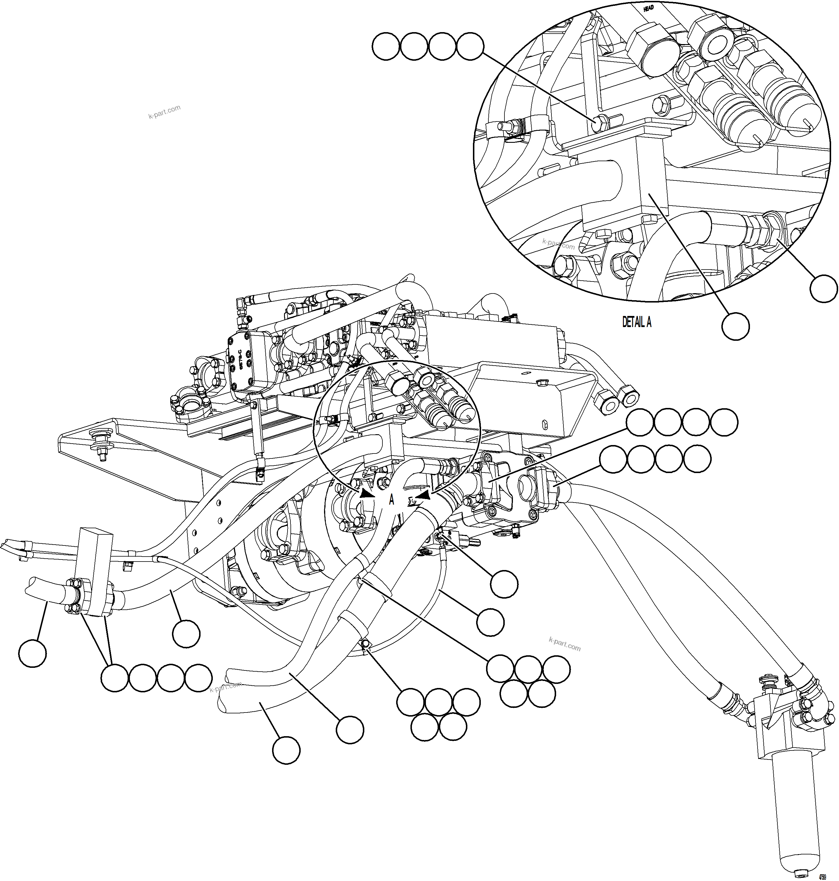 Komatsu parts book diagram for AFE73-T 980E-4 S/N A40160 - A40162  BUENAVISTA: STEERING SYSTEM PIPING    2/2
