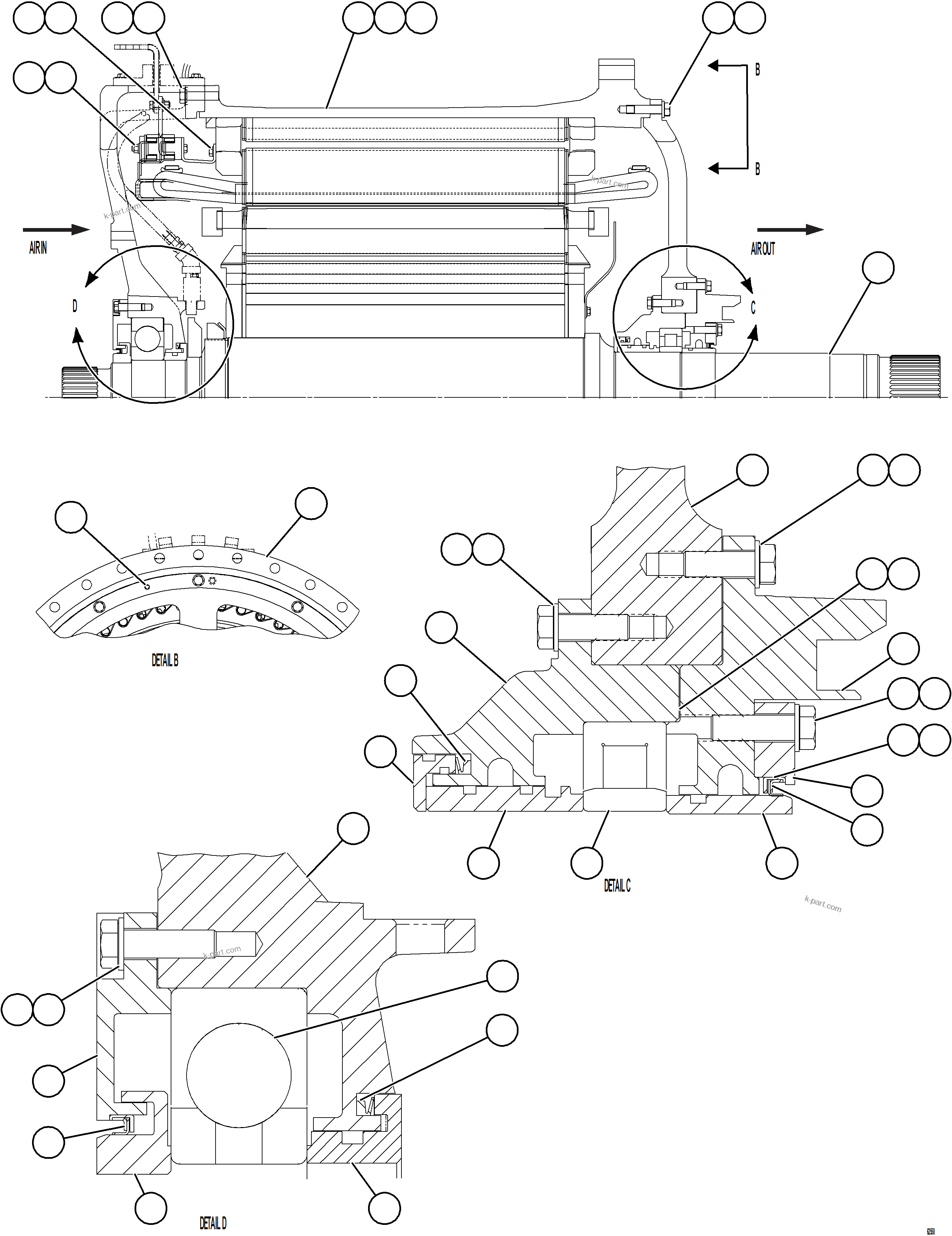 Komatsu parts book diagram for AFE73-T 980E-4 S/N A40160 - A40162  BUENAVISTA: ELECTRIC WHEEL MOTOR    1/3    58B-06-10372