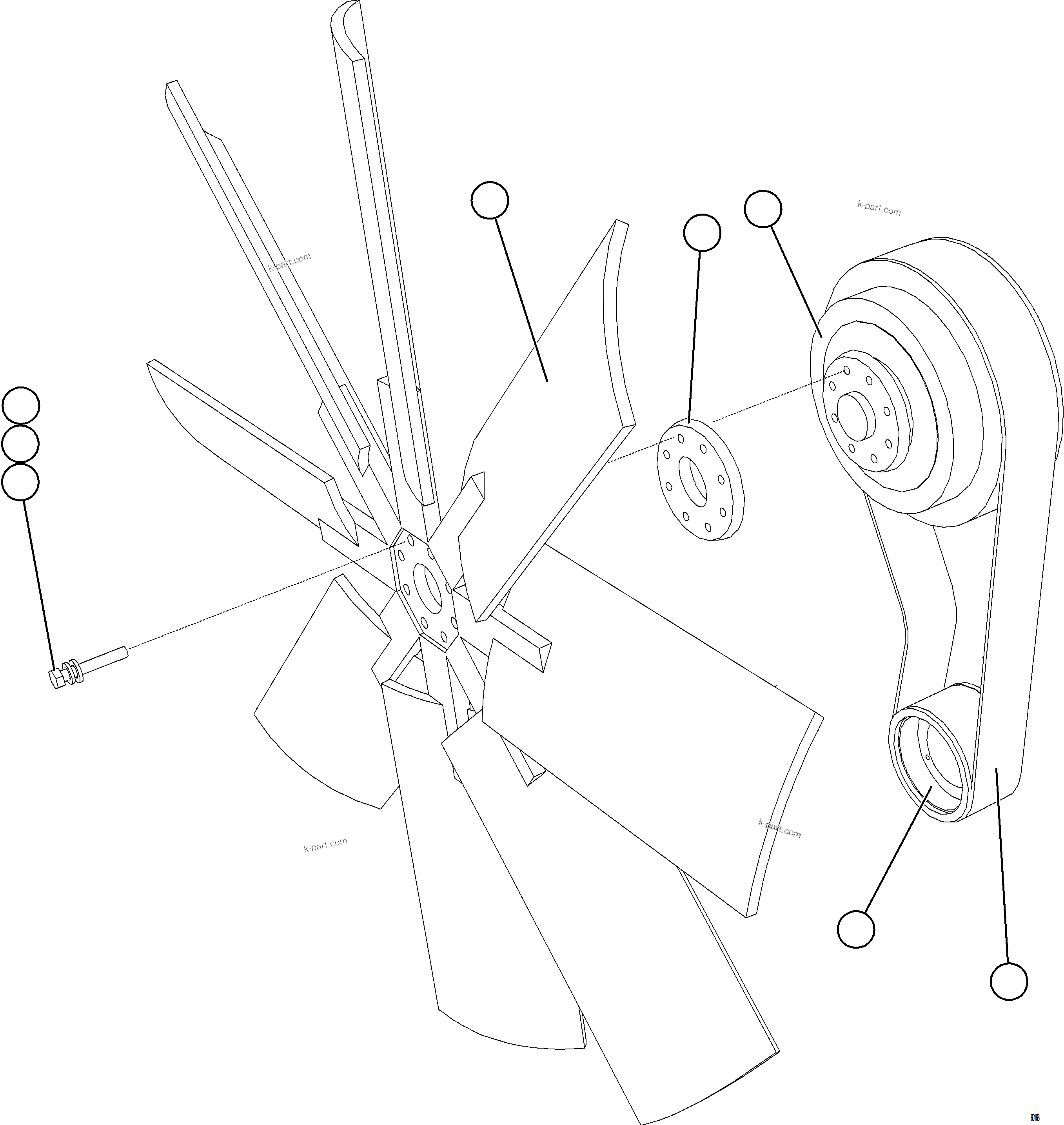 Komatsu parts book diagram for AFE73-V 980E-4 S/N A40166 - A40172  BUENAVISTA: FAN & FAN DRIVE