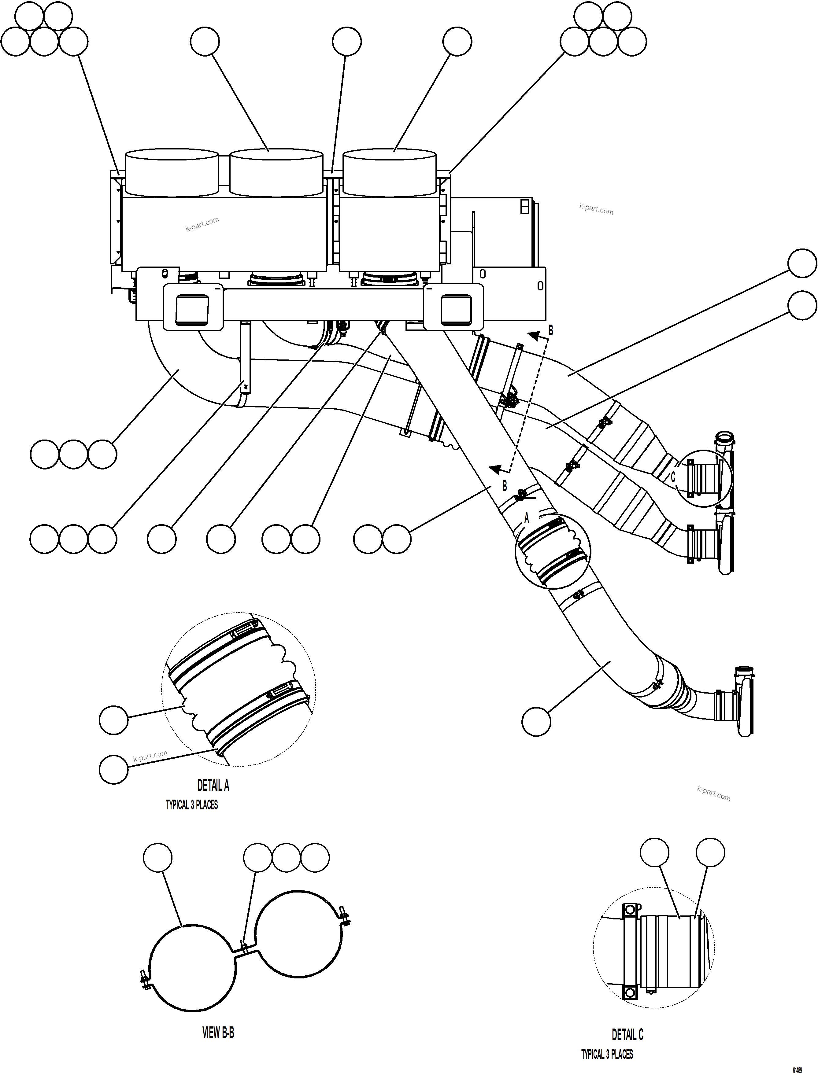 Komatsu parts book diagram for AFE73-V 980E-4 S/N A40166 - A40172  BUENAVISTA: AIR CLEANER PIPING - LEFT