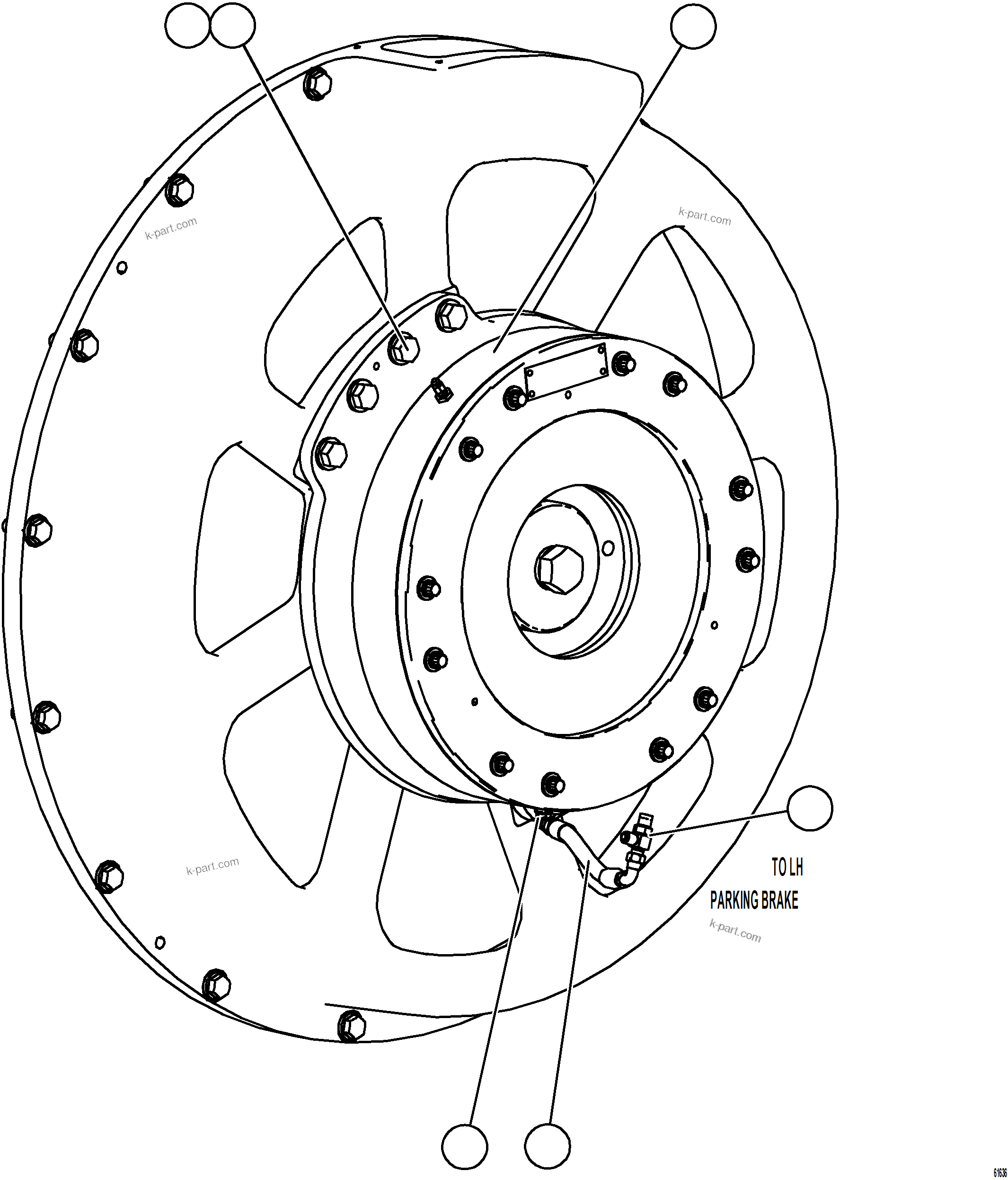 Komatsu parts book diagram for AFE73-V 980E-4 S/N A40166 - A40172  BUENAVISTA: PARKING BRAKE INSTALLATION