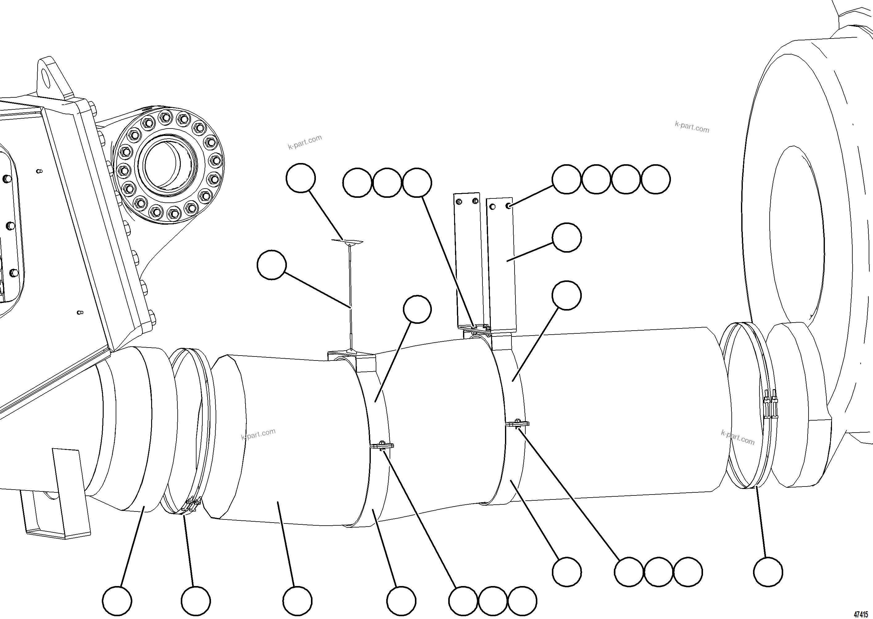 Komatsu parts book diagram for AFE73-V 980E-4 S/N A40166 - A40172  BUENAVISTA: AXLE AIR BLOWER HOSE INSTALLATION