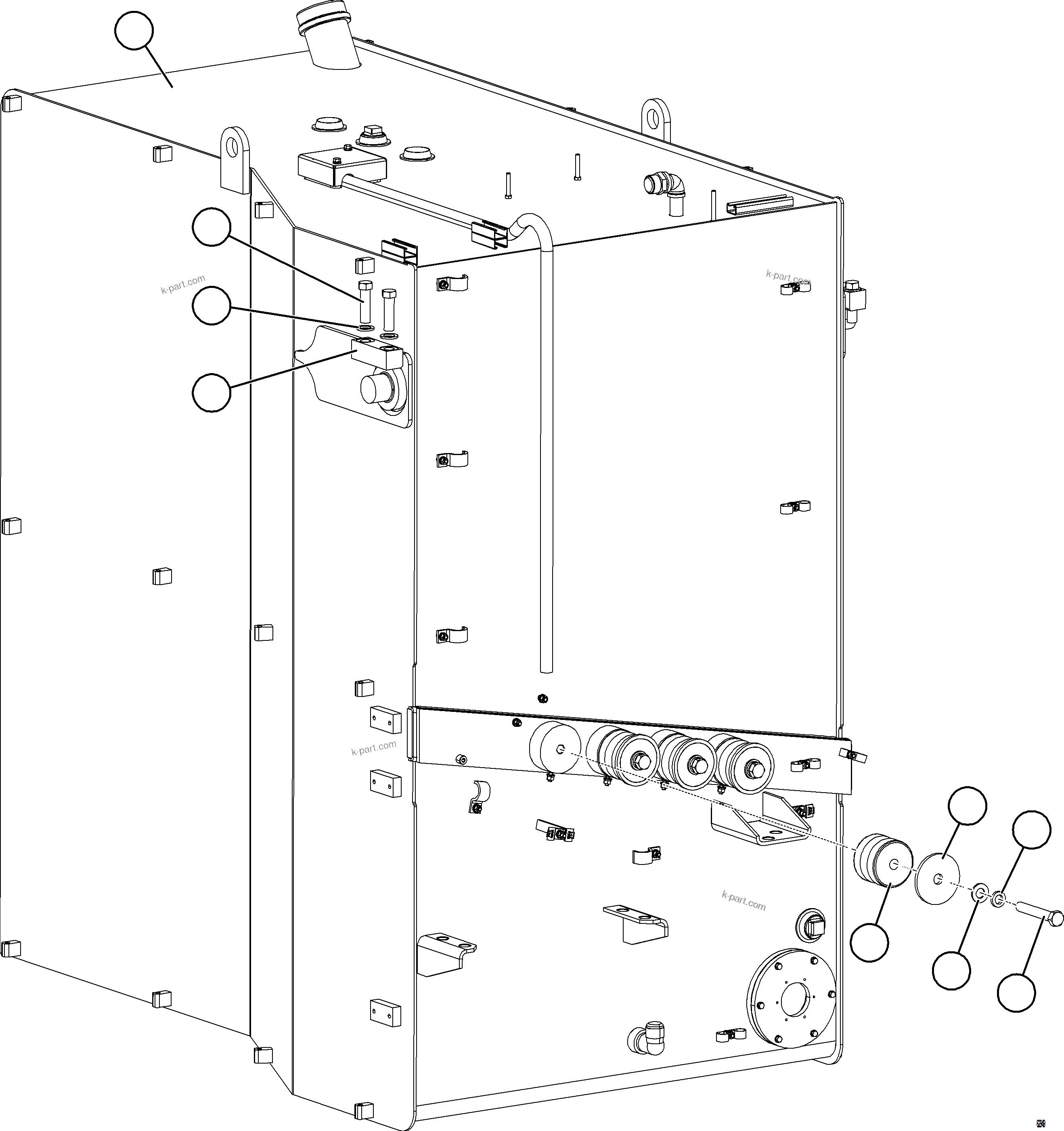 Komatsu parts book diagram for AFE73-V 980E-4 S/N A40166 - A40172  BUENAVISTA: FUEL TANK INSTALLATION