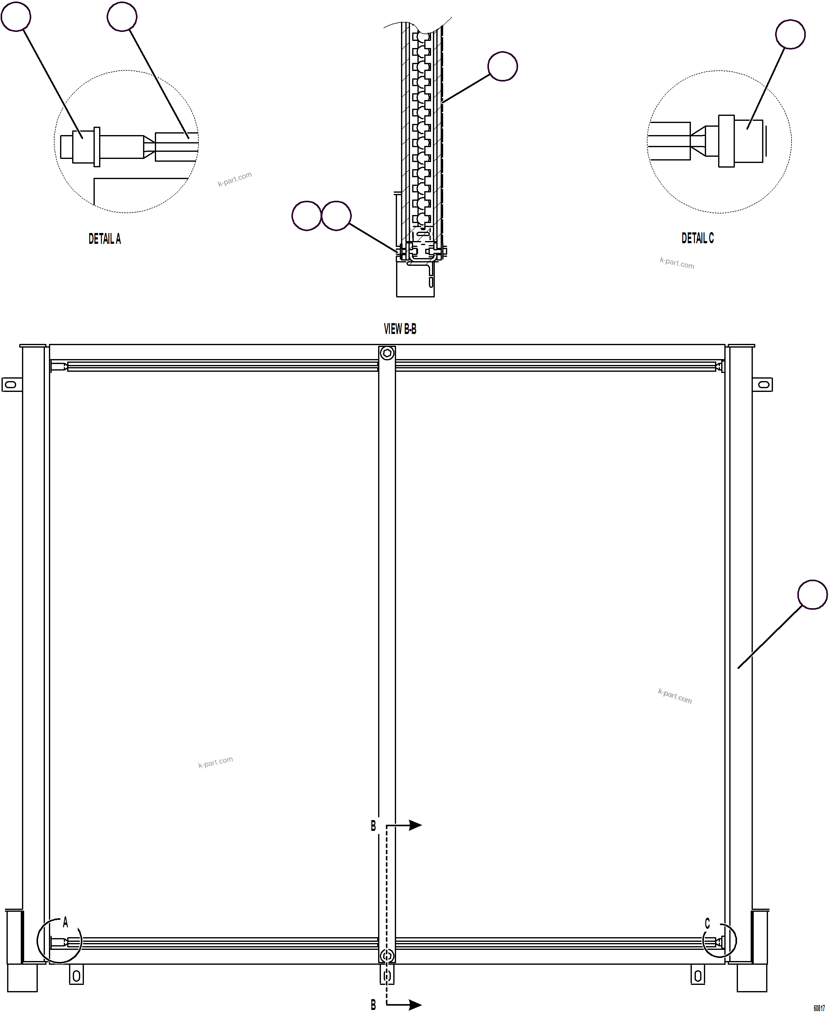 Komatsu parts book diagram for AFE73-V 980E-4 S/N A40166 - A40172  BUENAVISTA: FUEL COOLER ASSEMBLY    58B-03-00120