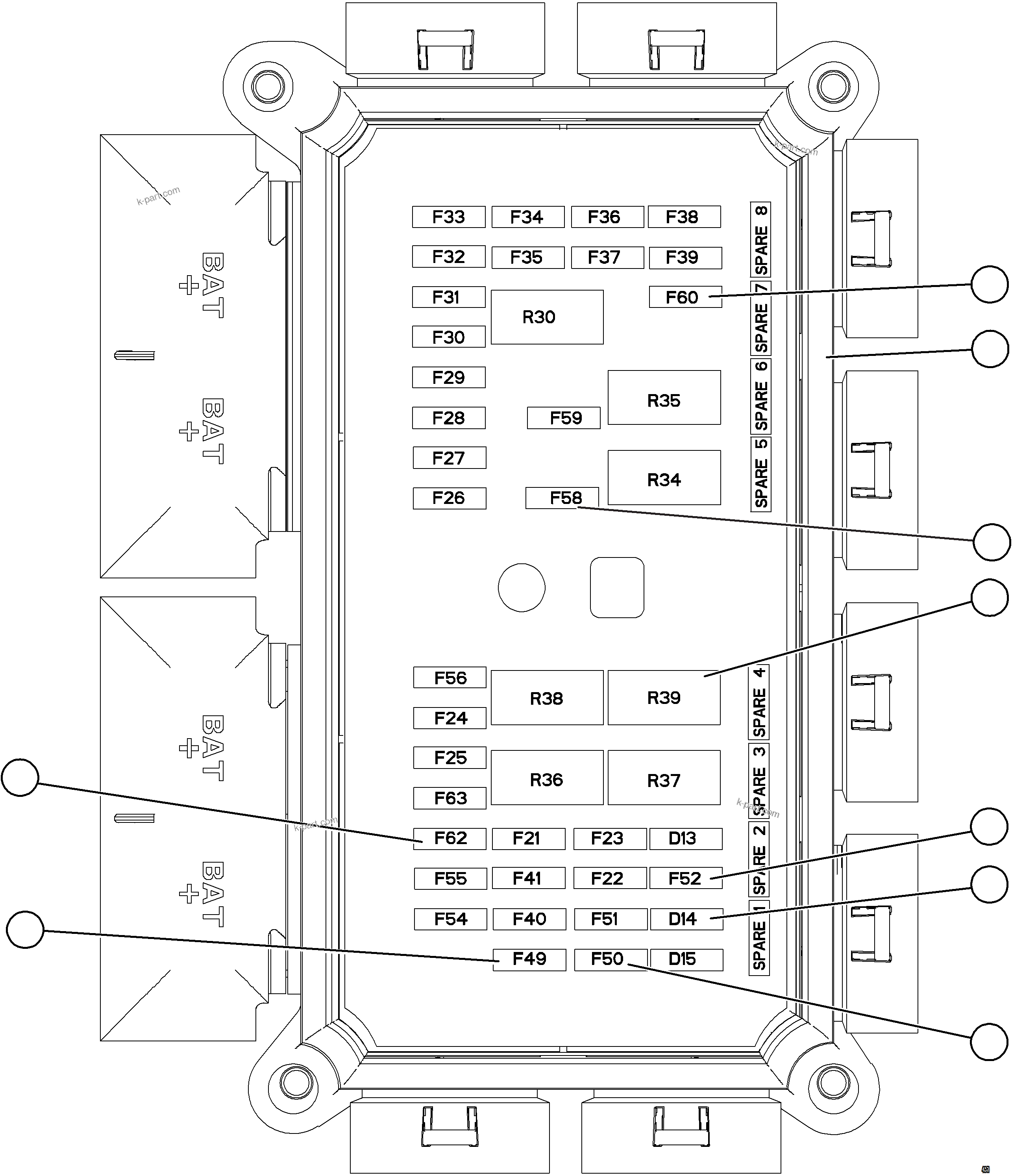 Komatsu parts book diagram for AFE73-V 980E-4 S/N A40166 - A40172  BUENAVISTA: VEHICLE ELECTRICAL CENTER VEC-91    58E-06-20060